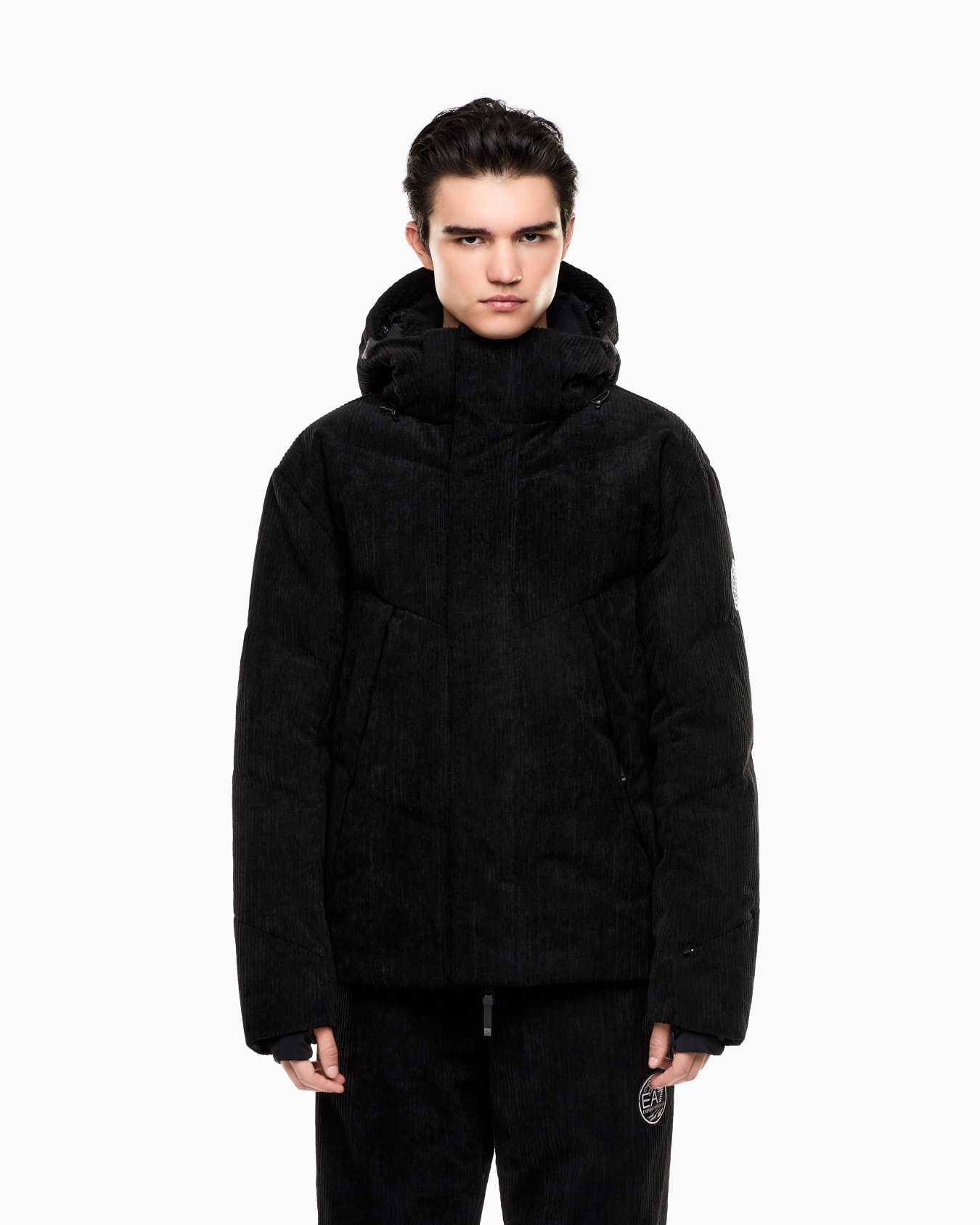 Corduroy-effect technical ski down jacket Slide 3