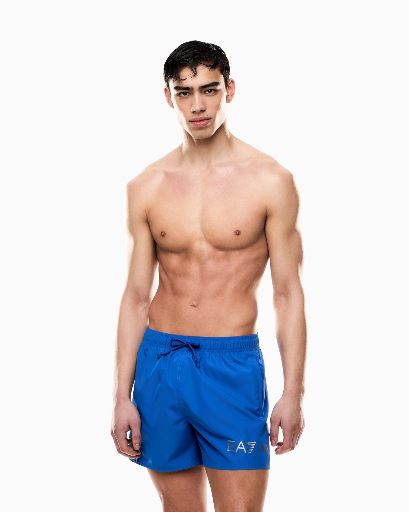 Swim trunks with logo Slide 1