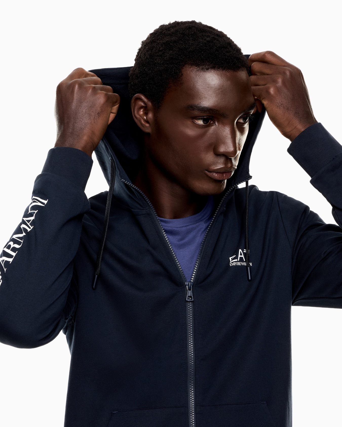 Sudadera con capucha y cremallera de algodón Logo Series Diapositiva 4