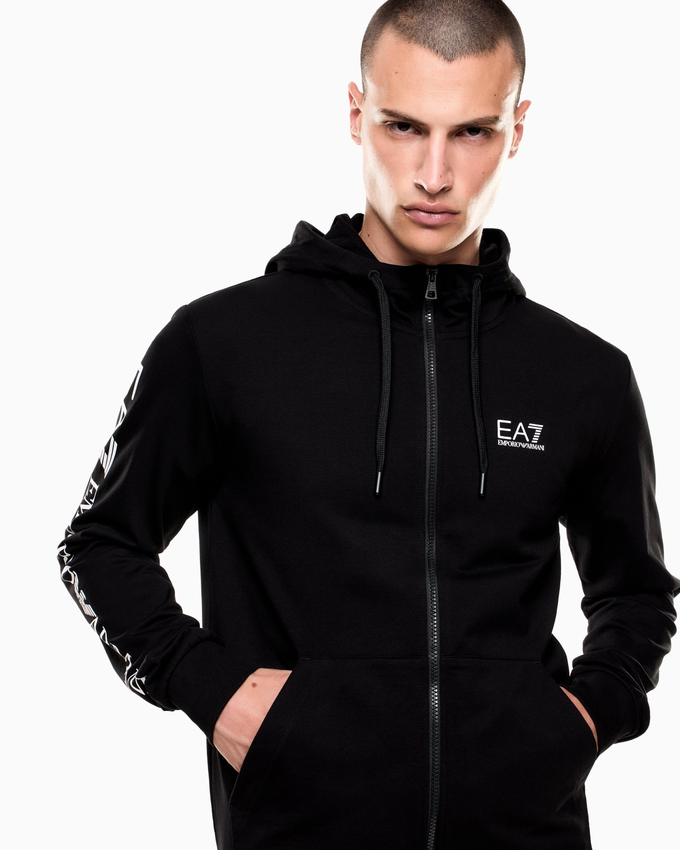 Sudadera con capucha y cremallera de algodón Logo Series Diapositiva 4