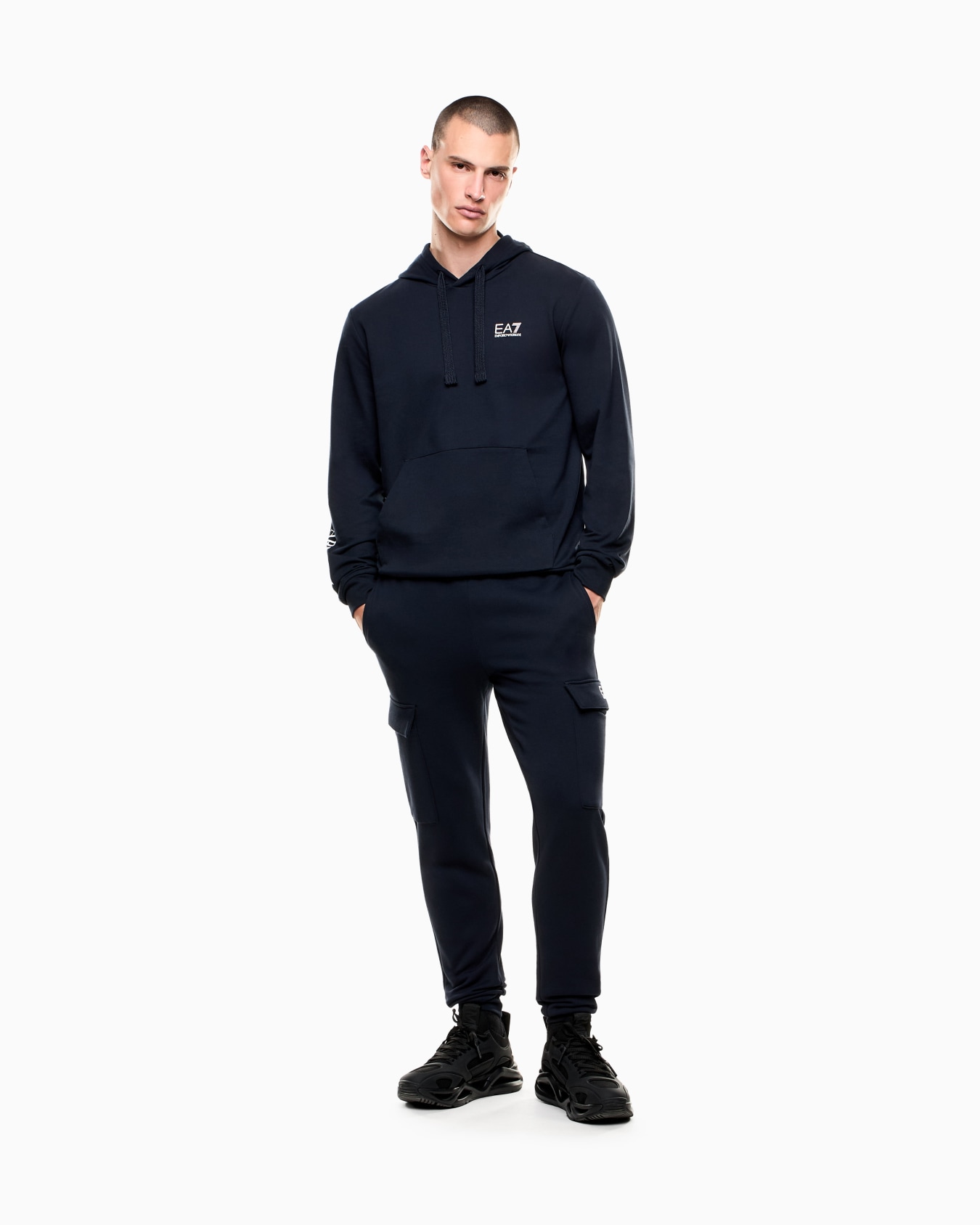 Sudadera con capucha y cremallera de algodón Logo Series Diapositiva 1