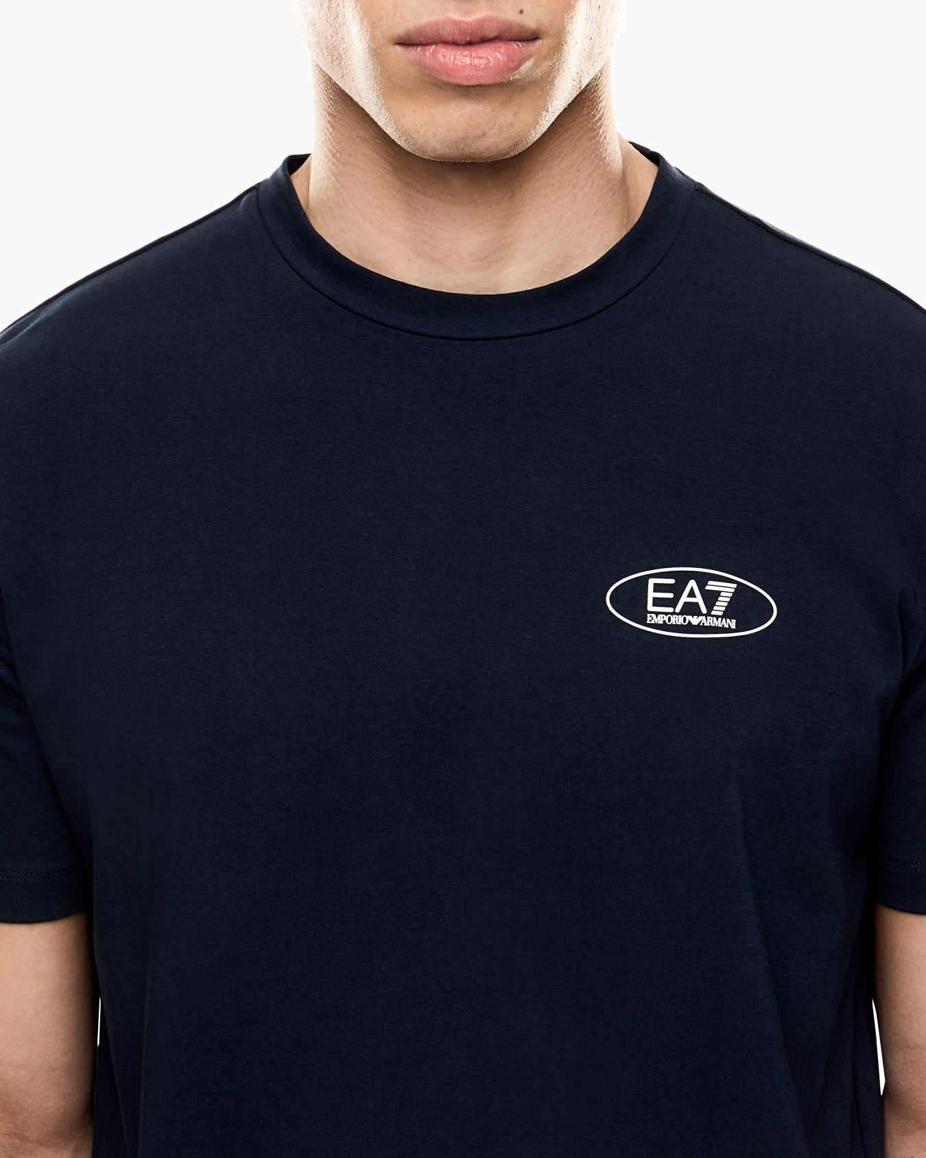 Armani Blue Sport crew-neck T-shirt in Natural VENTUS7 technical fabric Slide 4