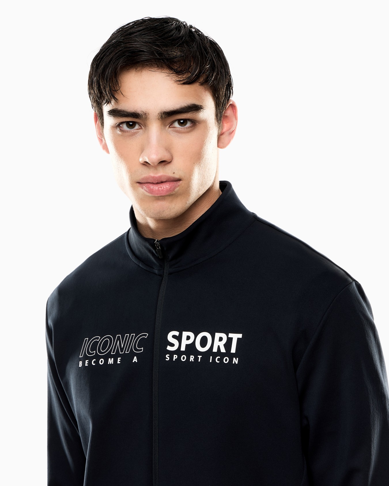 Armani Blue Sport zip-up sweatshirt in technical fabric Slide 4