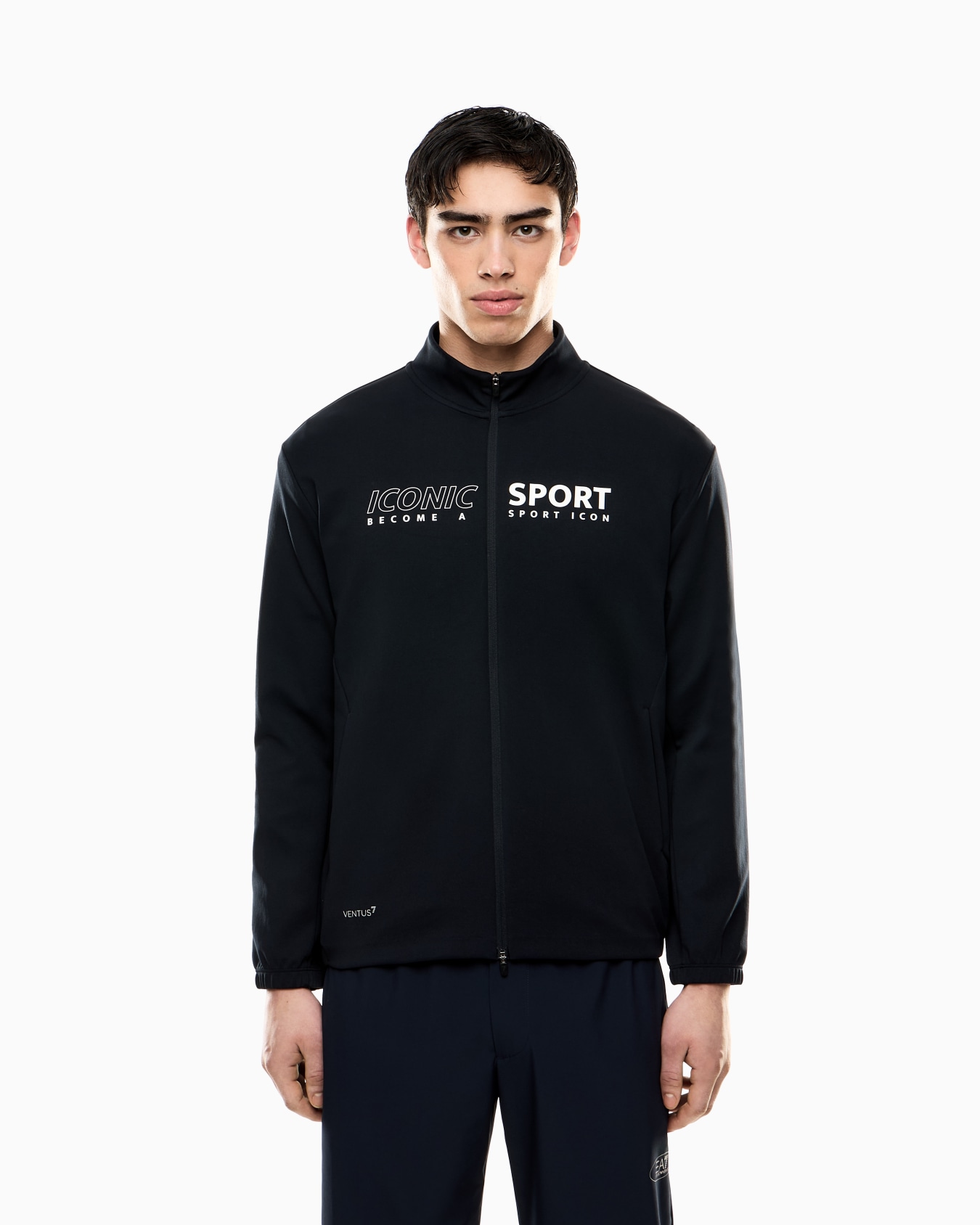 Armani Blue Sport zip-up sweatshirt in technical fabric Slide 3