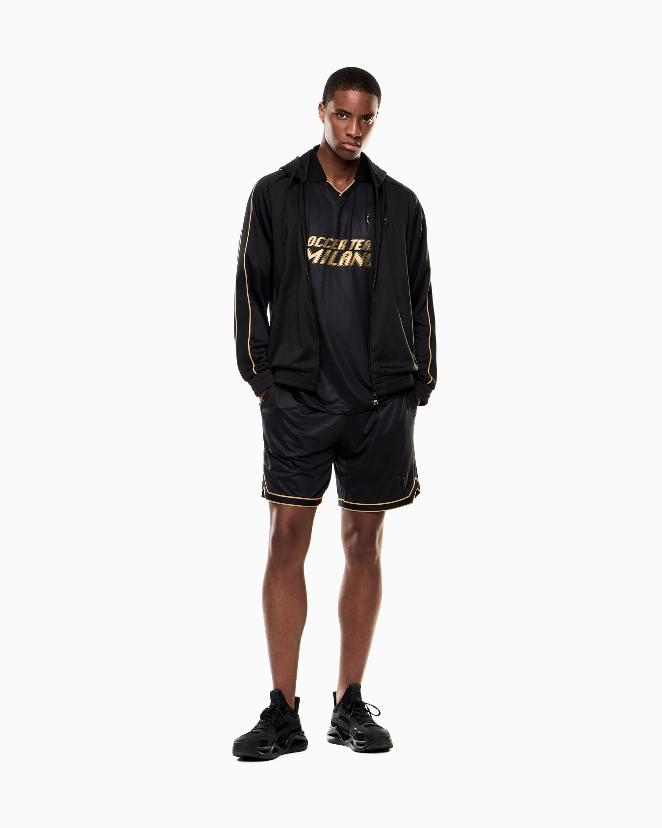 Soccer stretch technical fabric hooded sweatshirt Slide 1