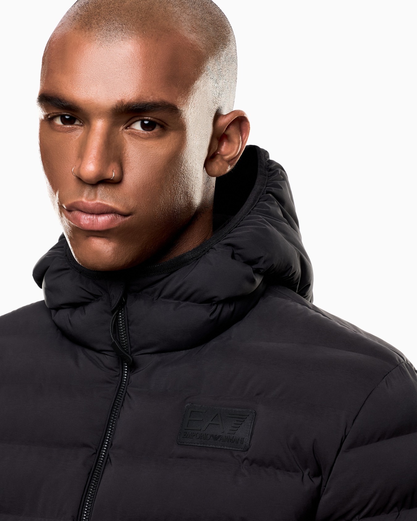 Technical fabric padded jacket with hood Slide 5
