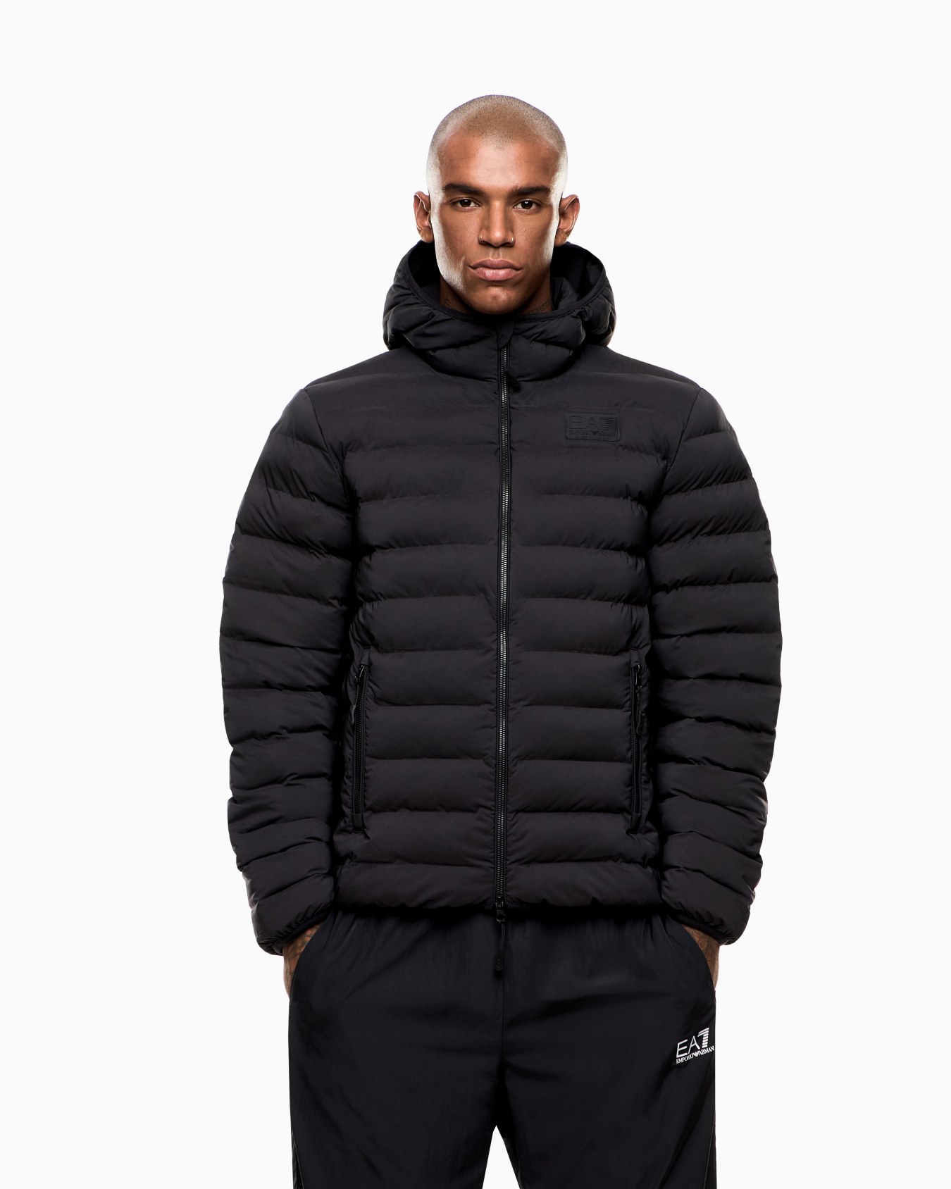 Technical fabric padded jacket with hood Slide 4