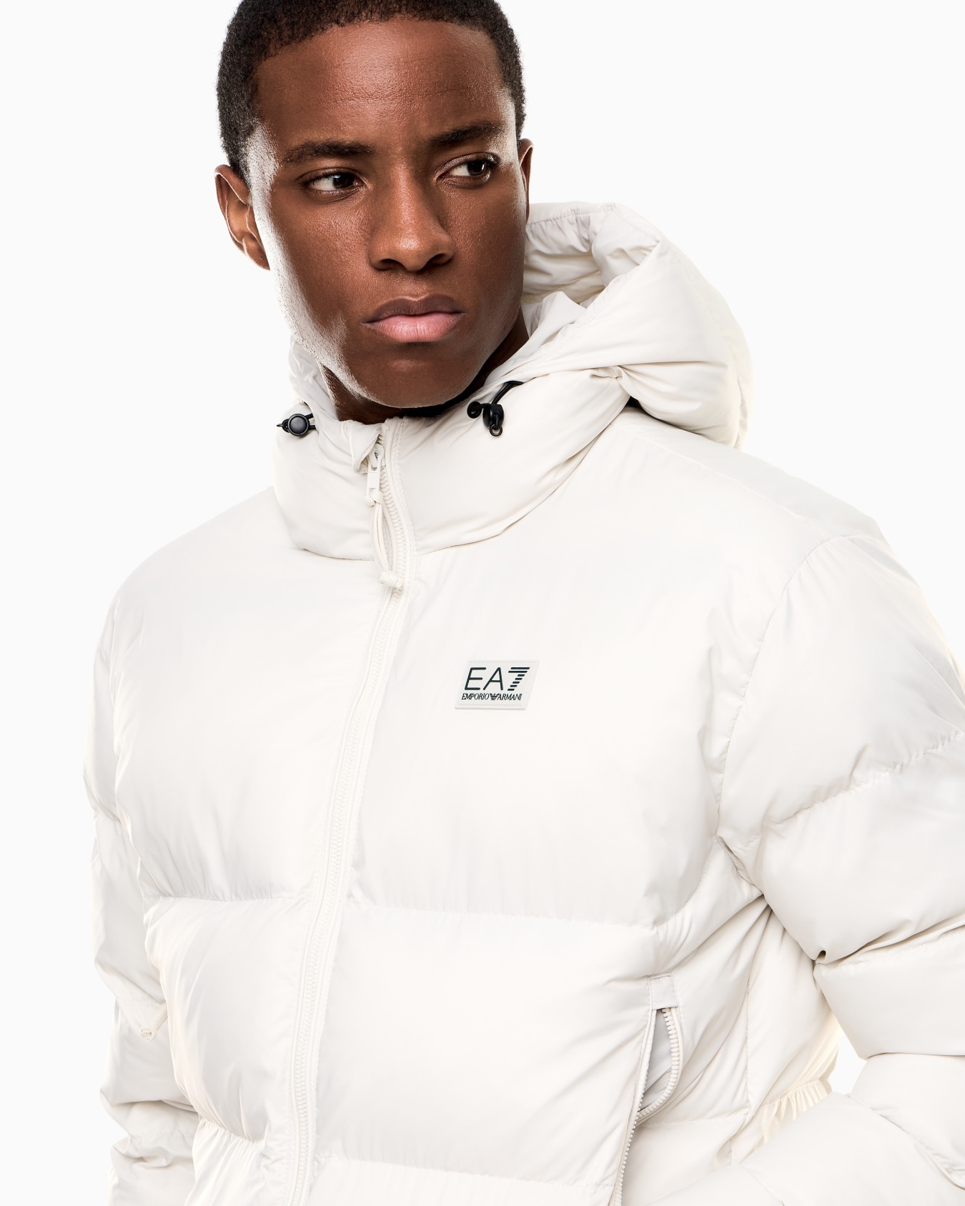 Technical fabric padded jacket with hood Slide 3