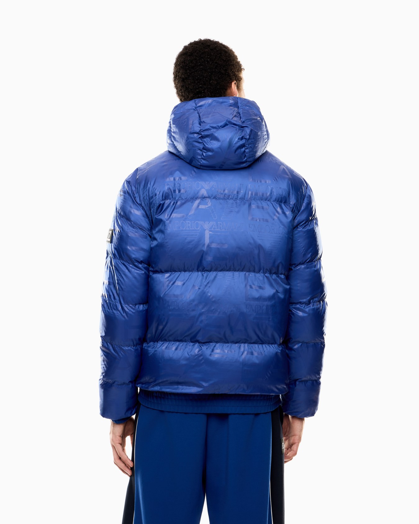 Padded hooded jacket with all-over logo print  Slide 2
