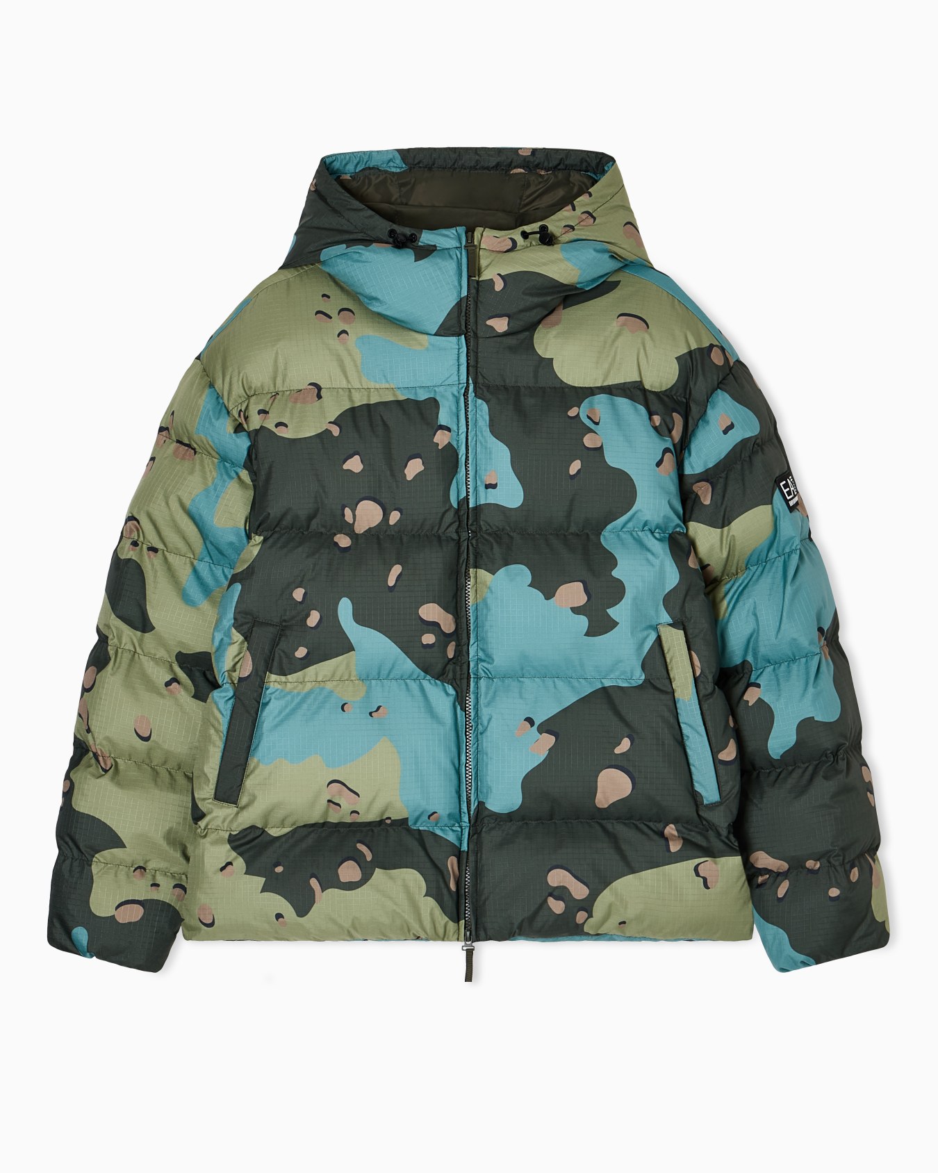 Iridescent nylon padded jacket with hood Slide 0