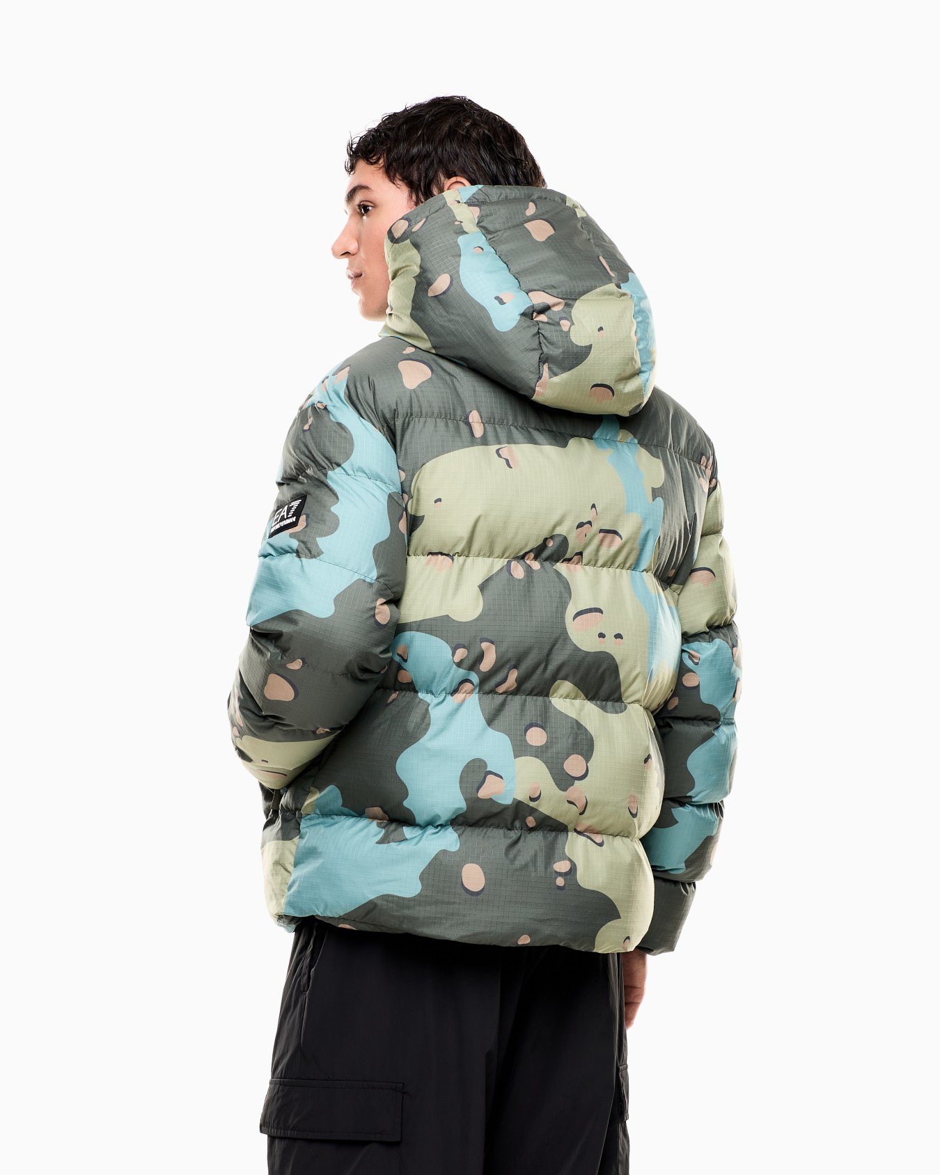 Iridescent nylon padded jacket with hood Slide 2