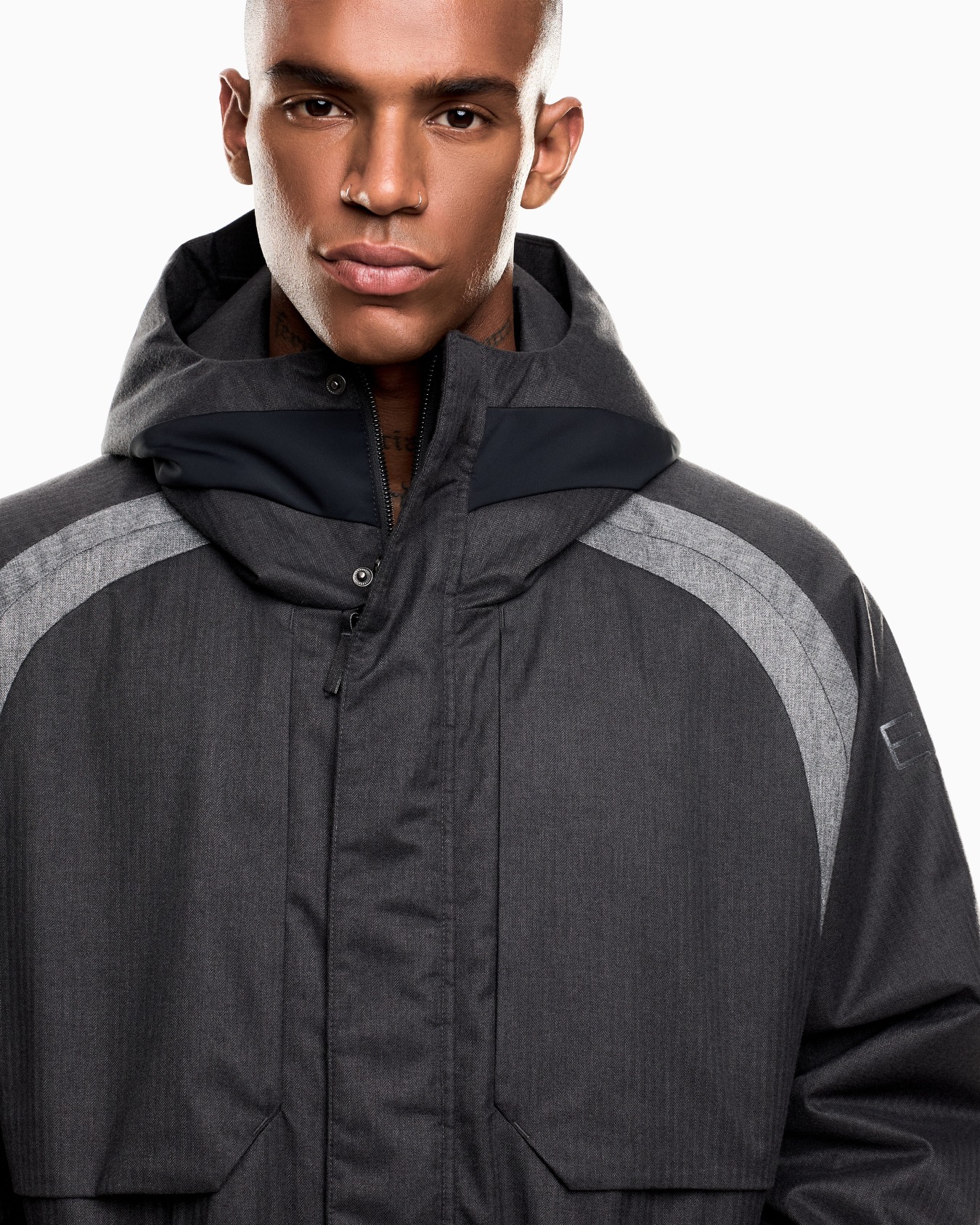 Lux Identity hooded padded jacket in cloth Slide 5