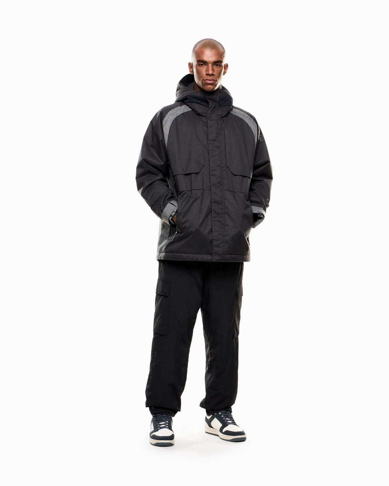Lux Identity hooded padded jacket in cloth Slide 2