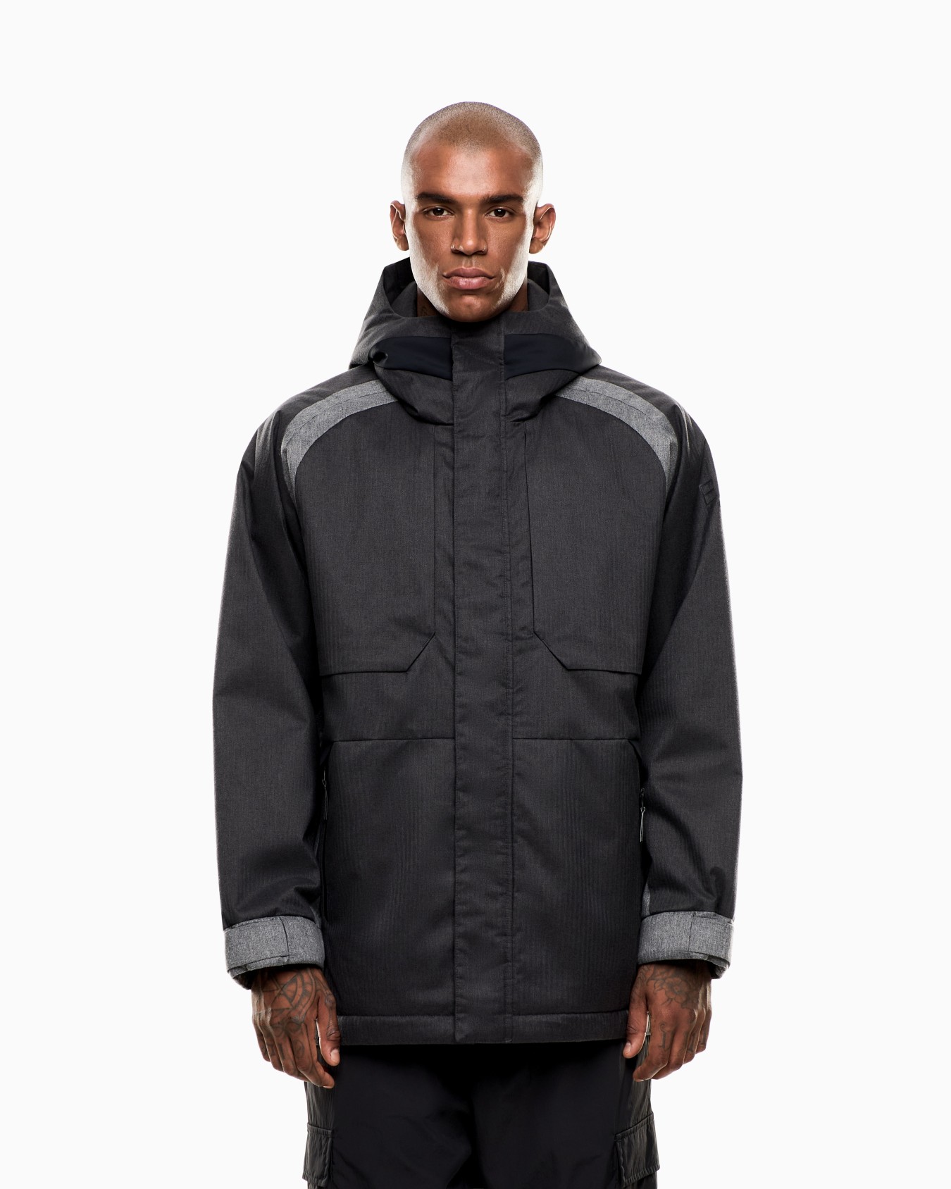 Lux Identity hooded padded jacket in cloth Slide 4