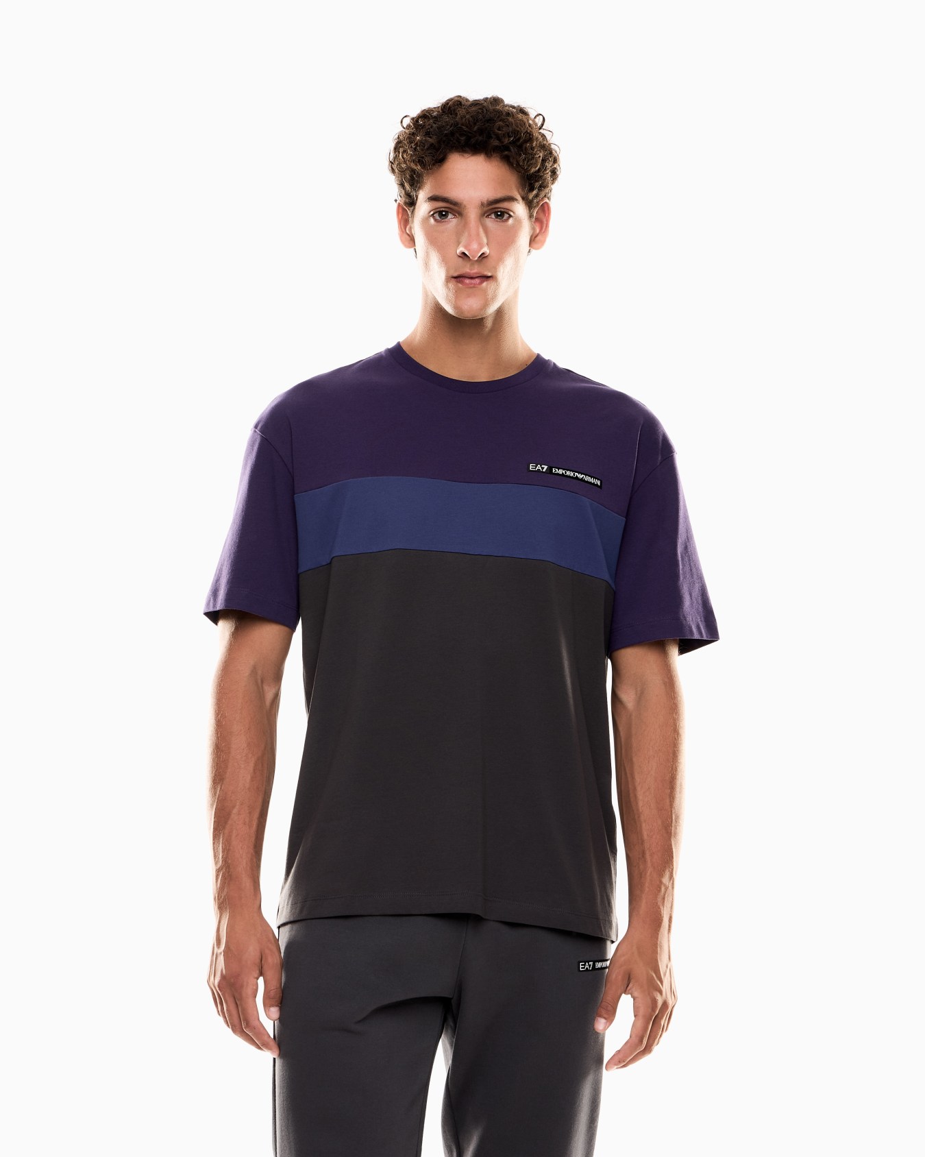 Athletic Colour Block cotton-blend crew-neck T-shirt Slide 3