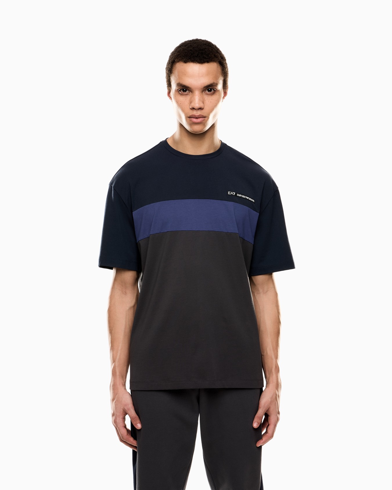 Athletic Colour Block cotton-blend crew-neck T-shirt Slide 3