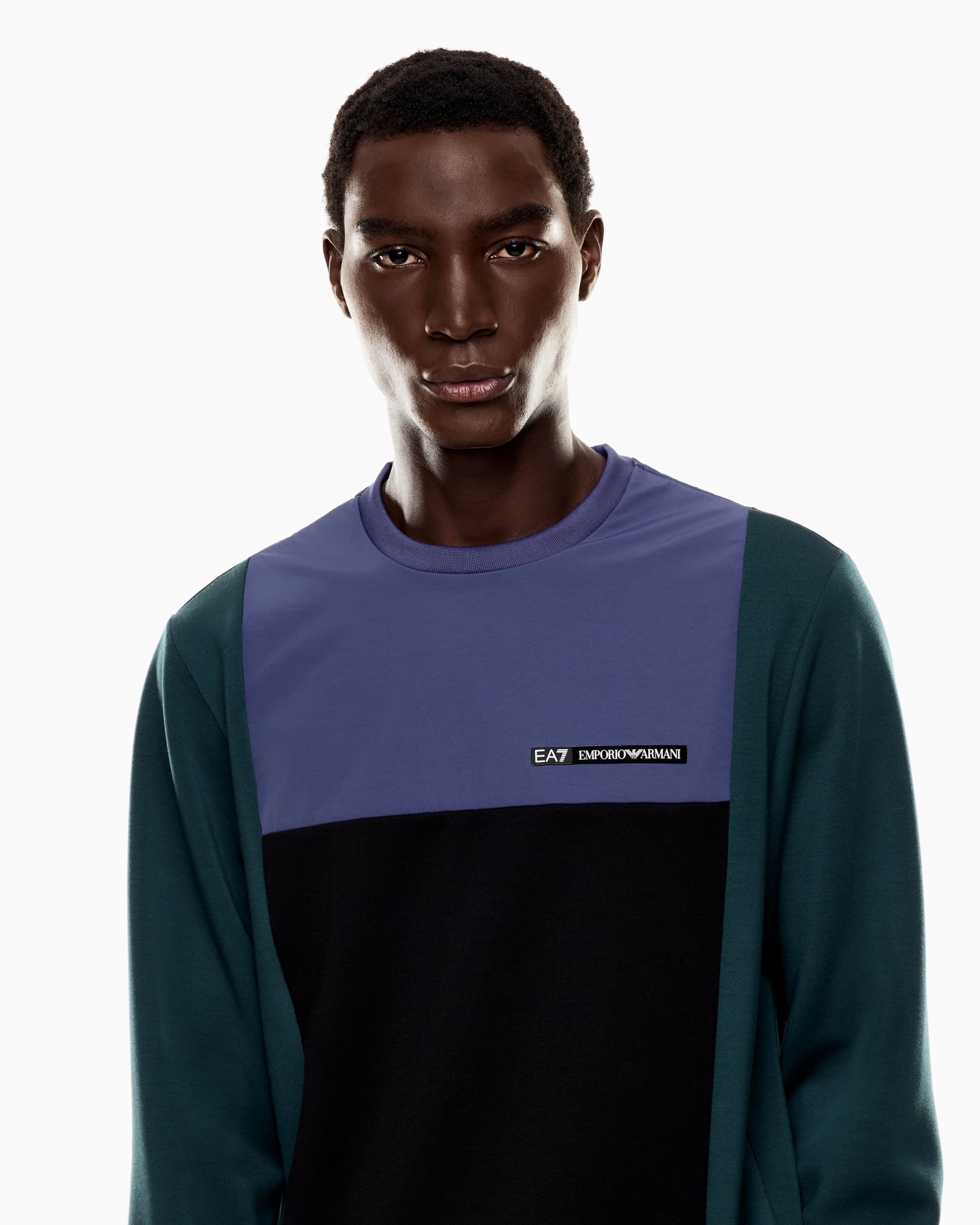 Athletic Colour Block crew-neck sweatshirt in a stretch viscose blend  Slide 4