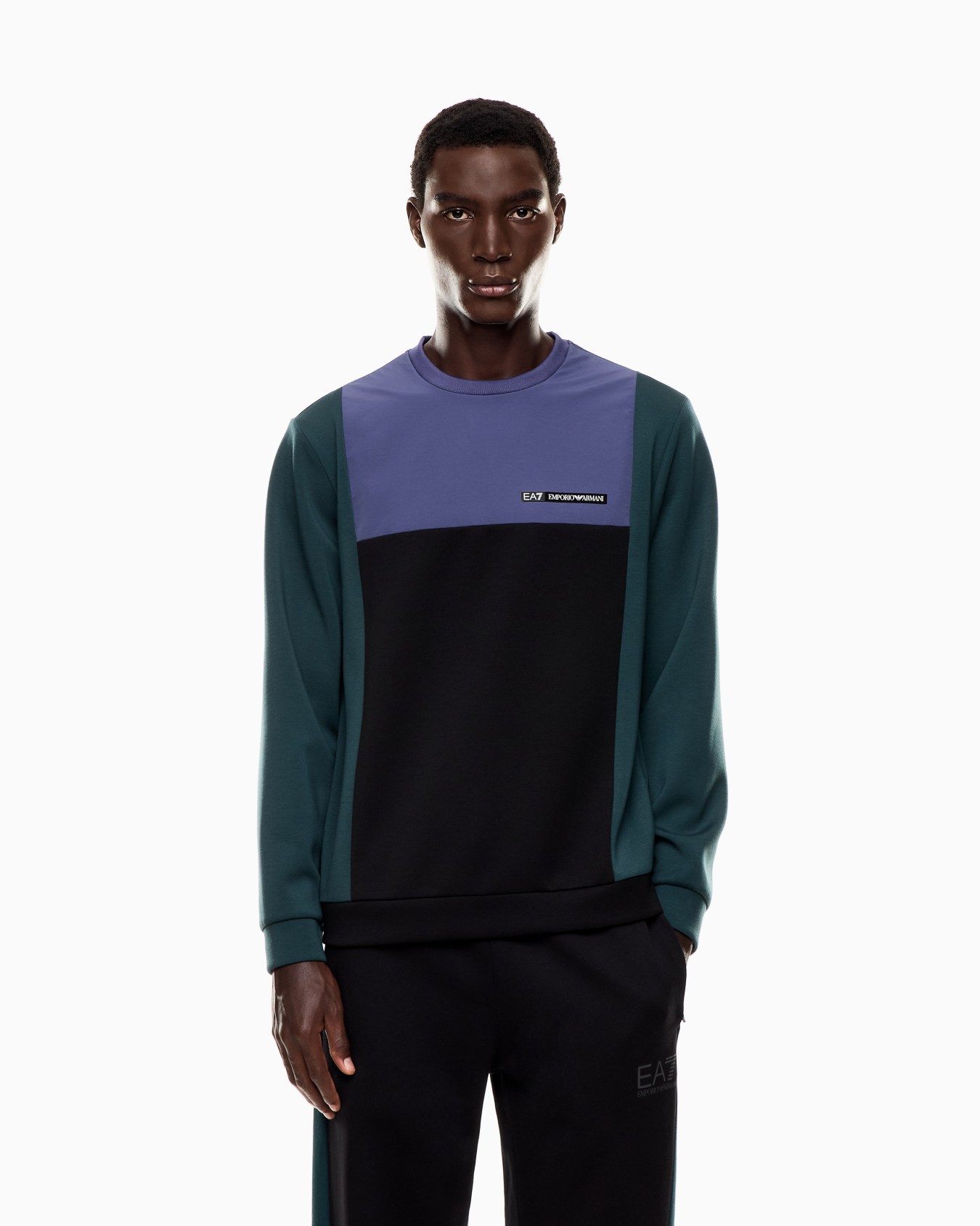 Athletic Colour Block crew-neck sweatshirt in a stretch viscose blend  Slide 3