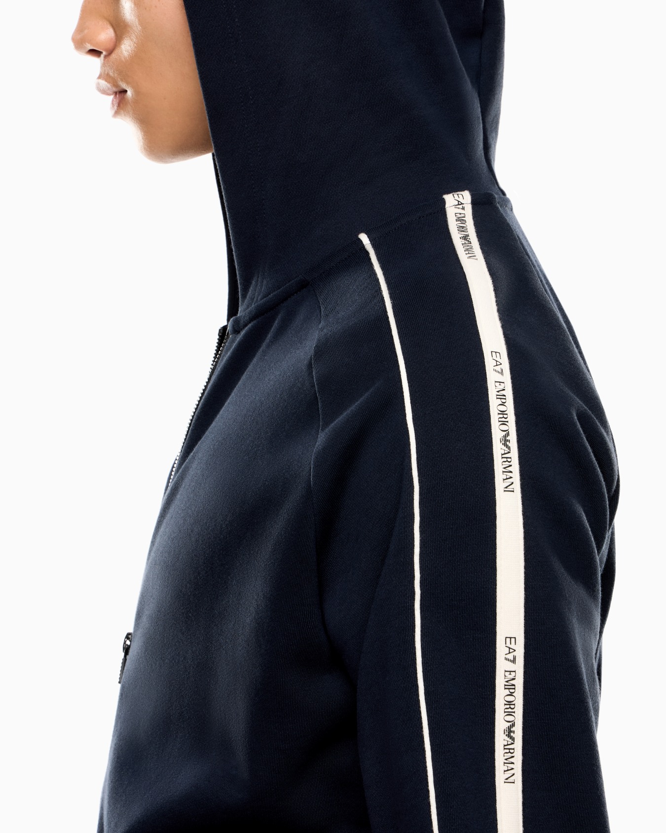 Logo Series cotton-blend hooded zip-up sweatshirt Slide 4