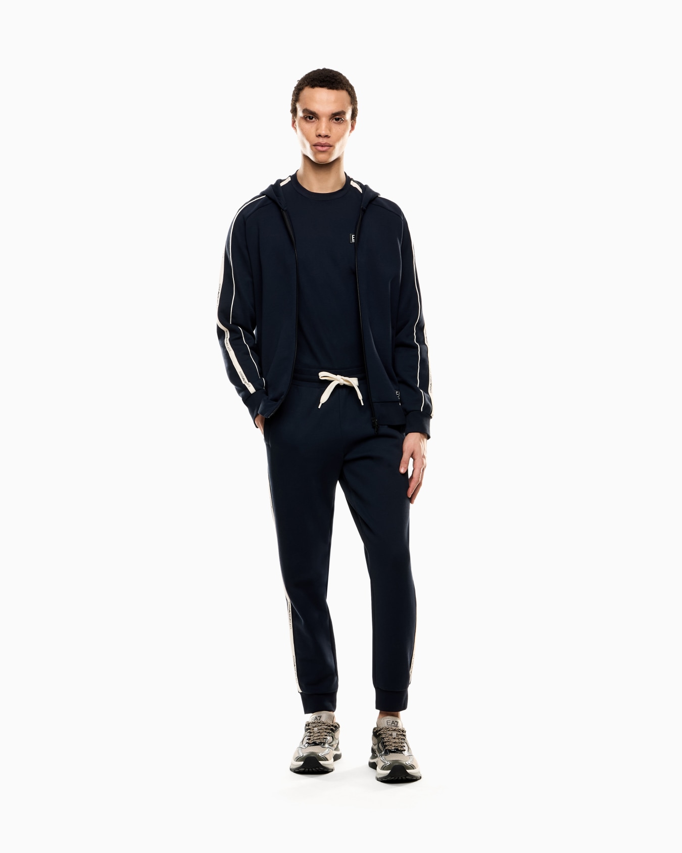 Logo Series cotton-blend hooded zip-up sweatshirt Slide 1