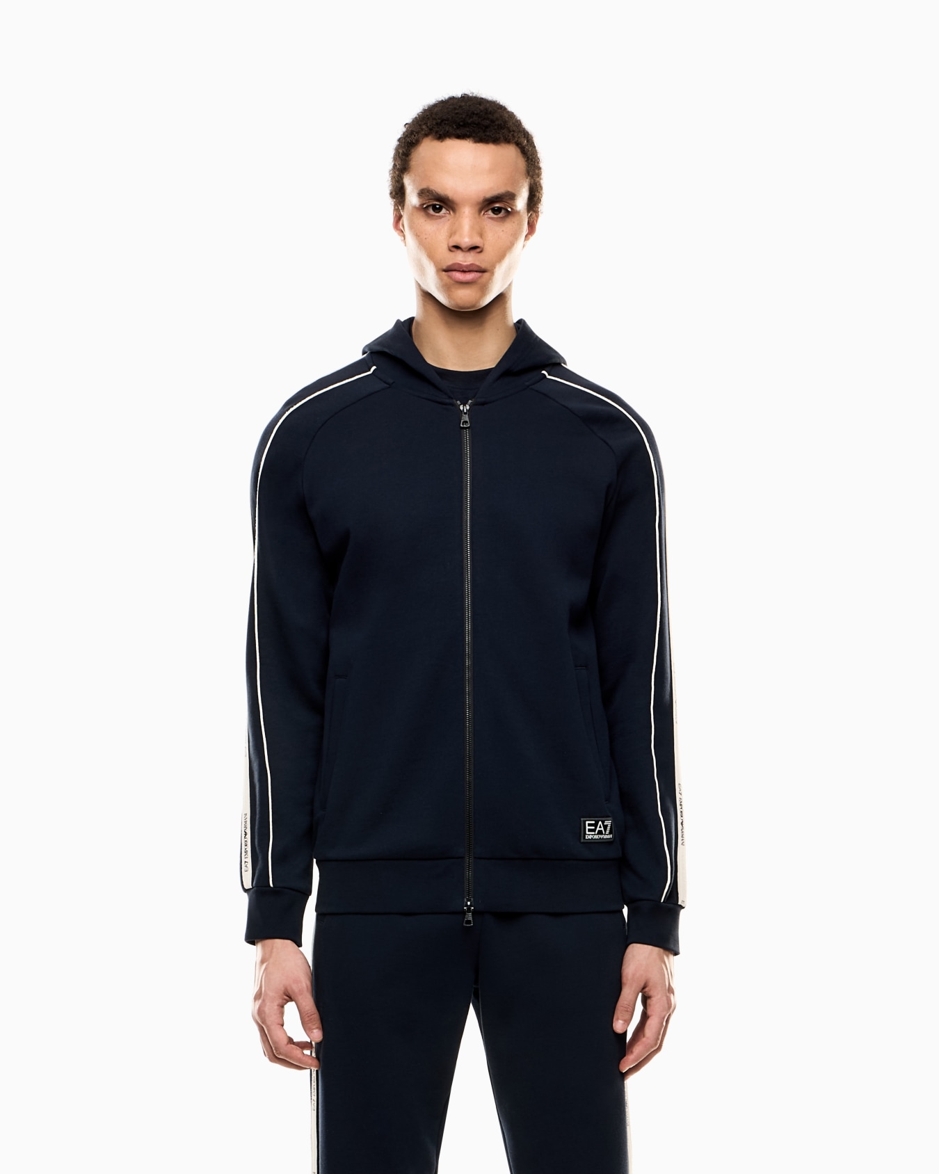 Logo Series cotton-blend hooded zip-up sweatshirt Slide 3