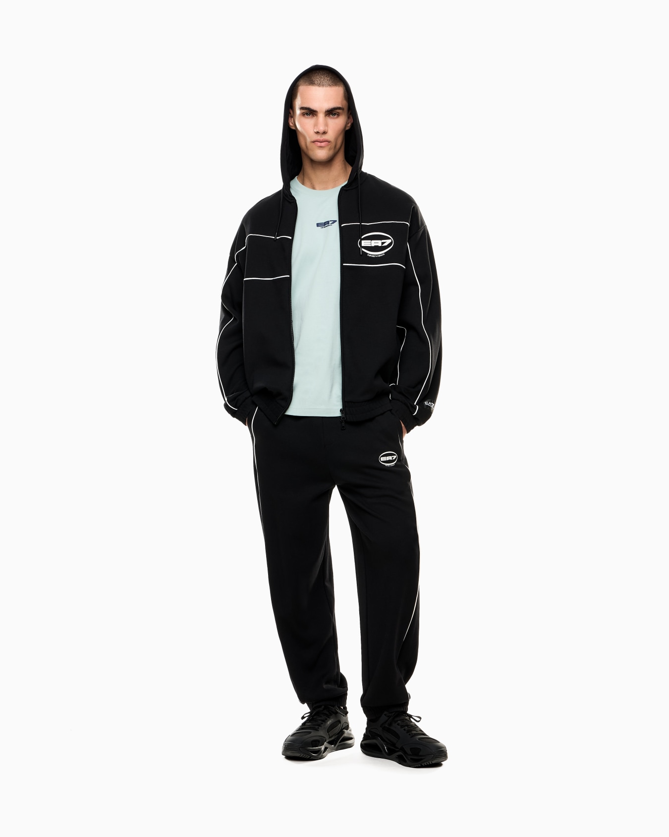 Logo Series stretch cotton-blend hooded sweatshirt Slide 1