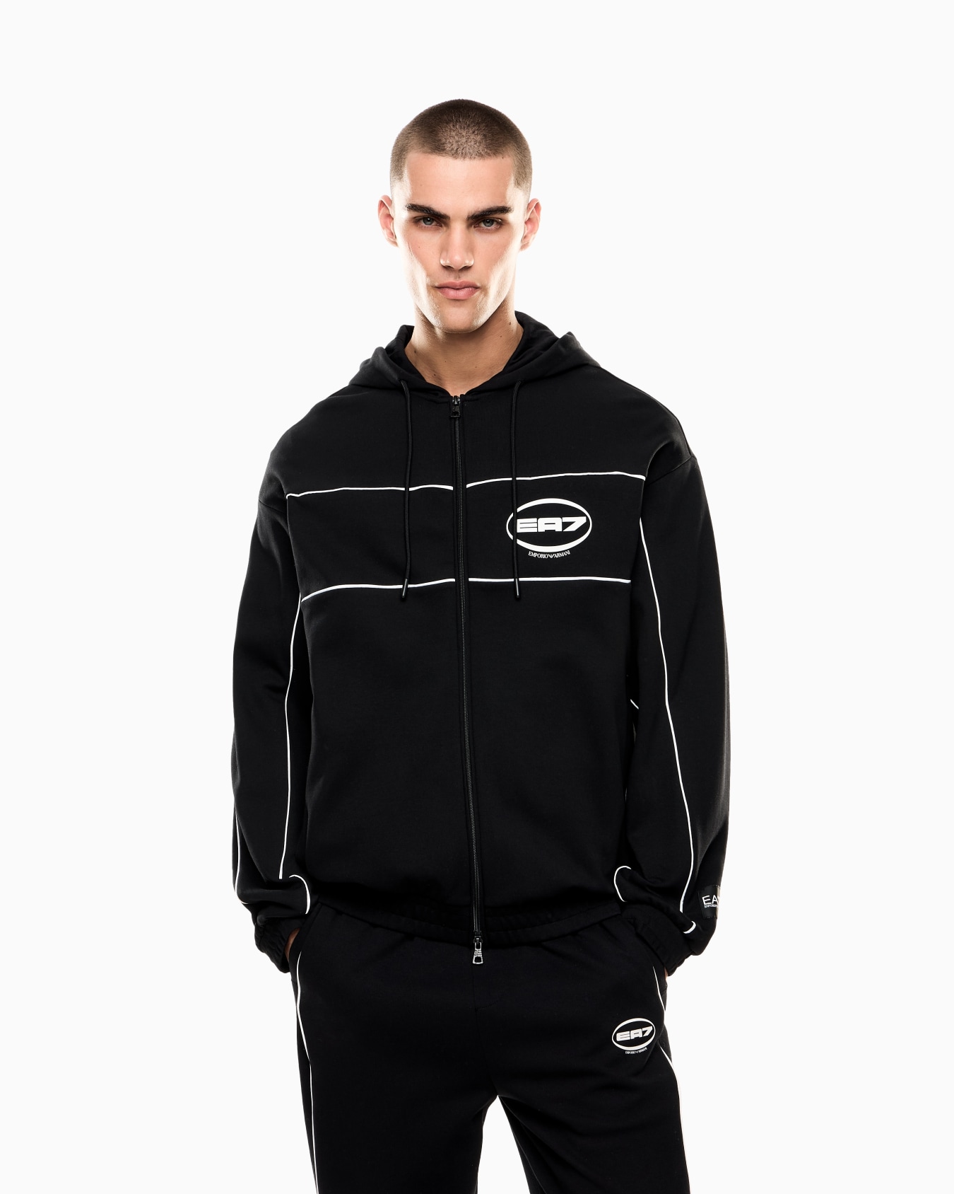 Logo Series stretch cotton-blend hooded sweatshirt Slide 3