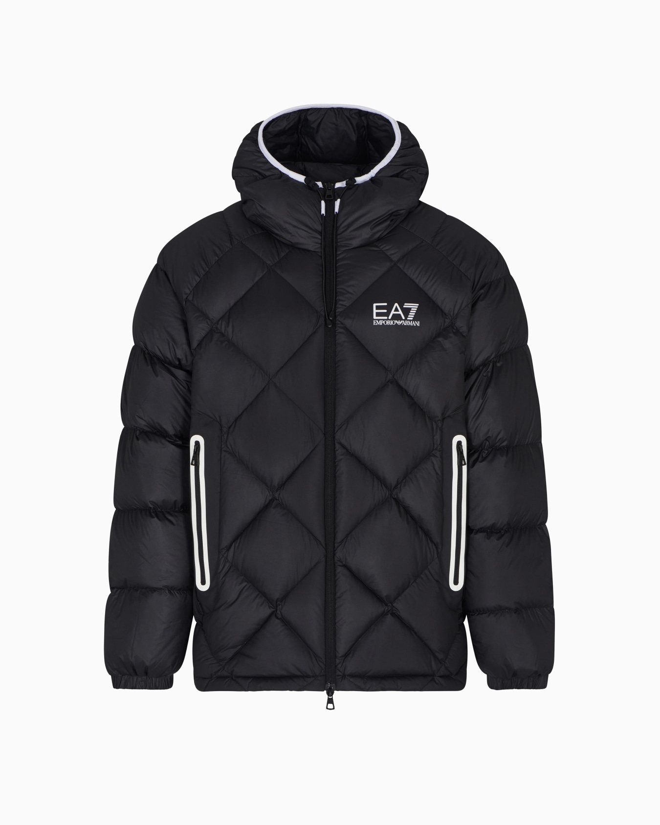 Chaqueta de plumas con capucha de tejido técnico Diapositiva 0