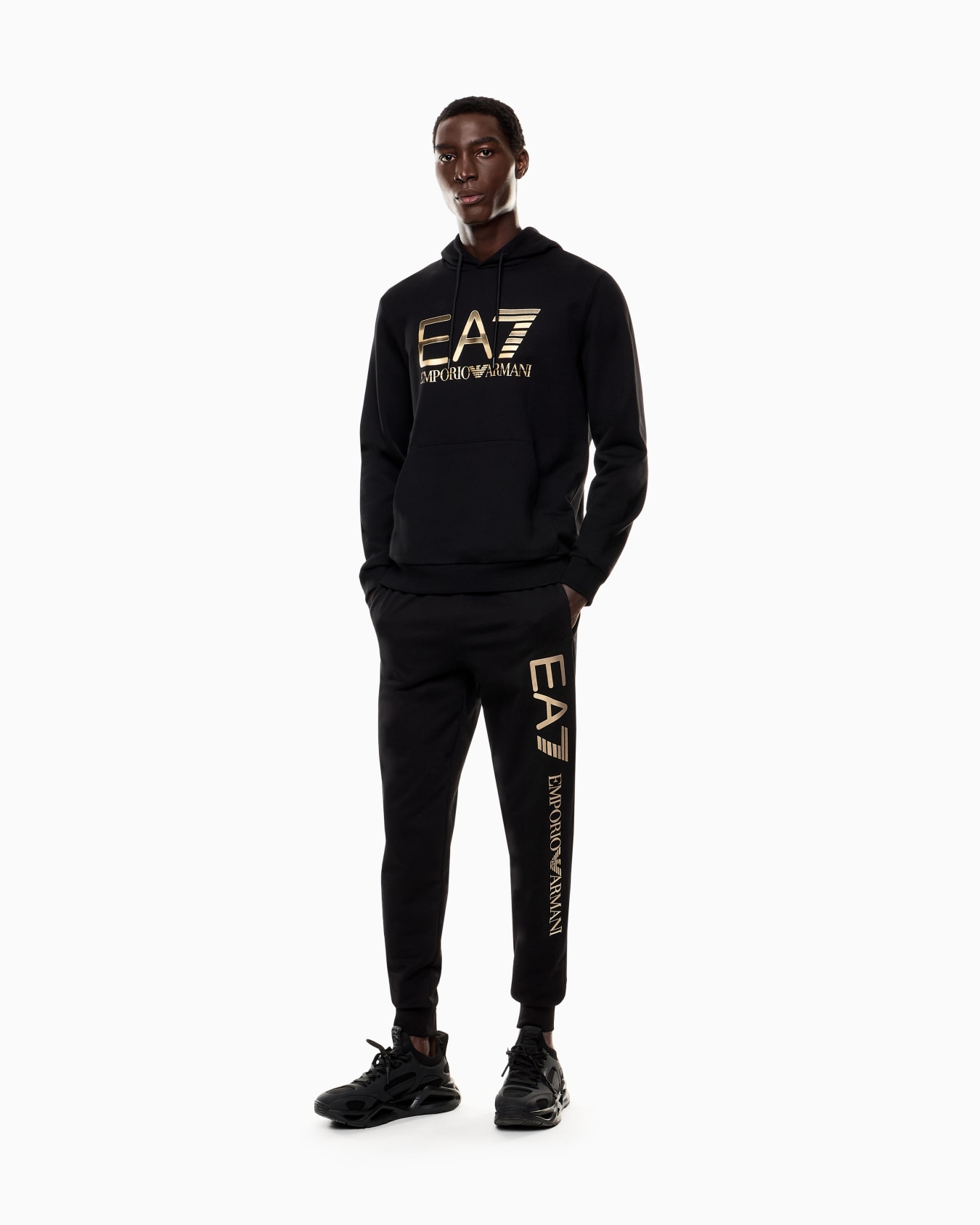 Felpa con cappuccio Logo Series in cotone stretch con maxi logo Slide 1