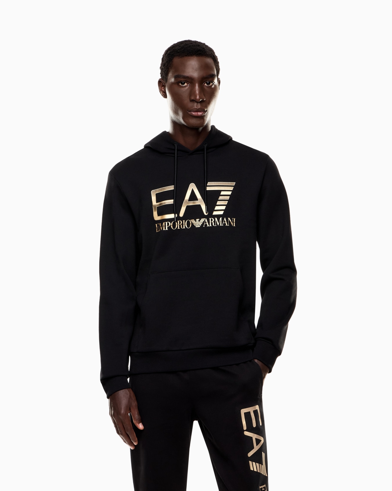 Felpa con cappuccio Logo Series in cotone stretch con maxi logo Slide 3
