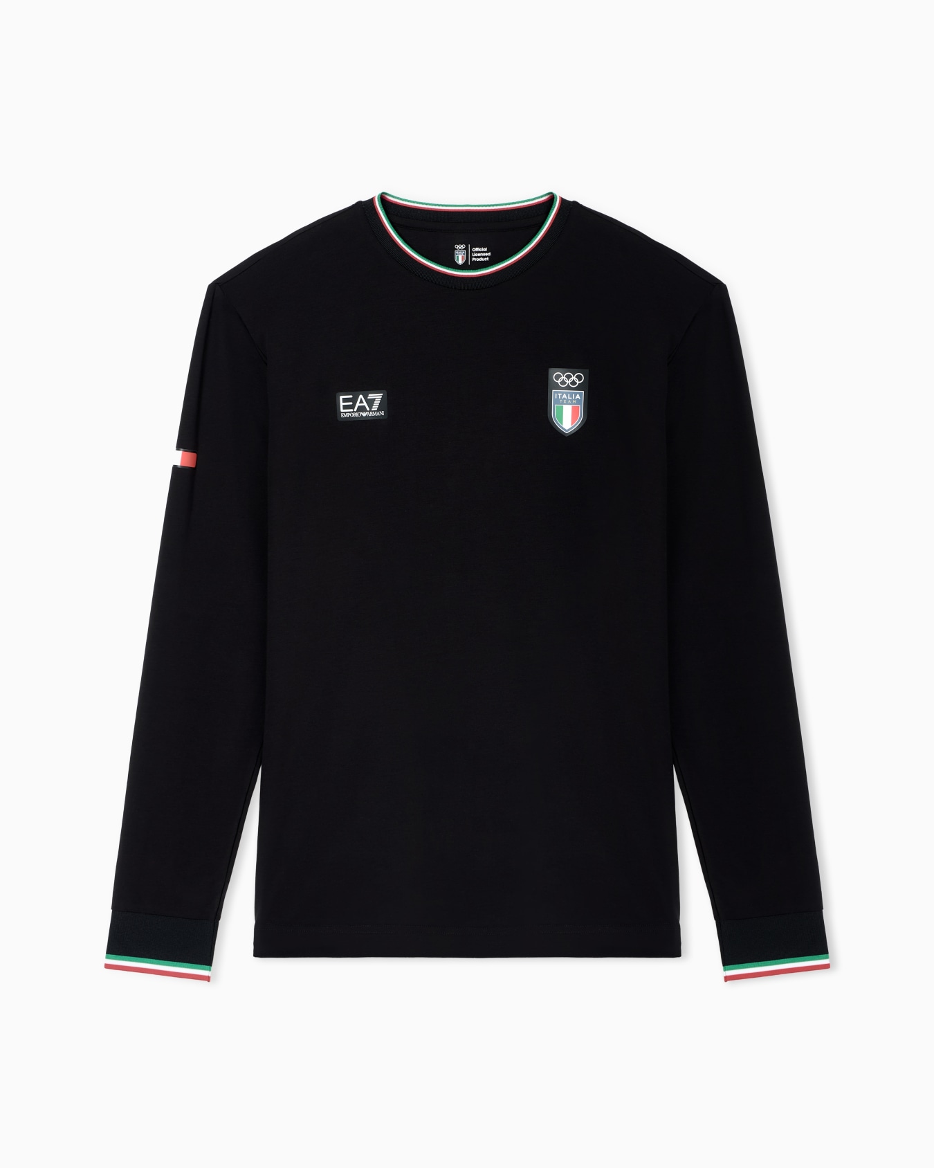 long-sleeved, crew-neck T-shirt in stretch jersey Slide 0