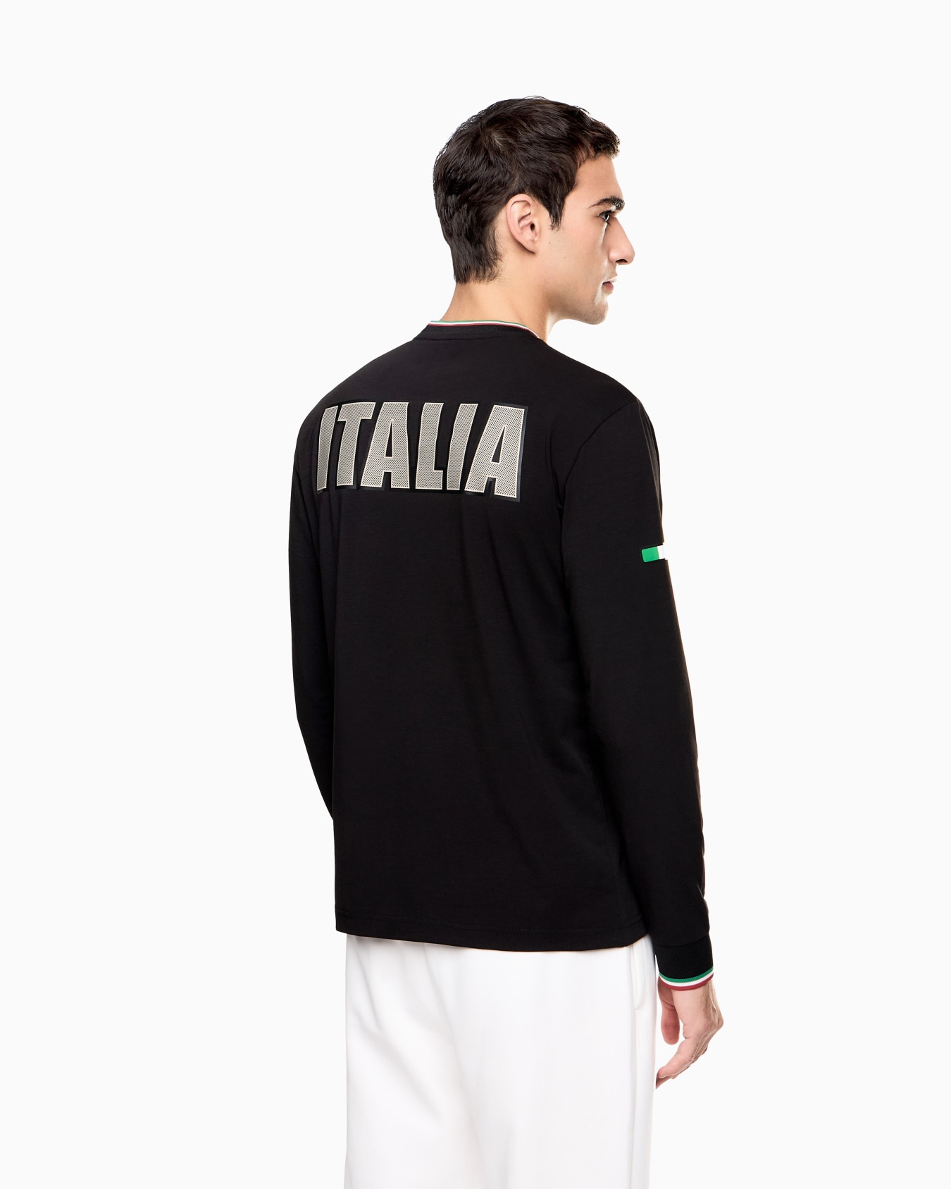 long-sleeved, crew-neck T-shirt in stretch jersey Slide 2