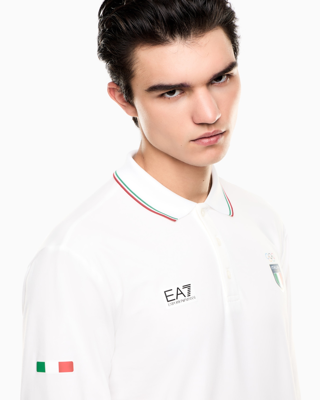 long-sleeved polo shirt in stretch jersey Slide 4