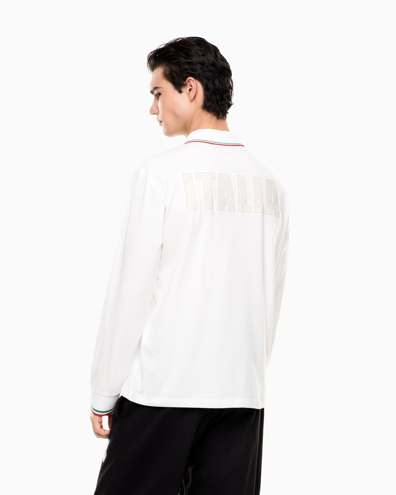 long-sleeved polo shirt in stretch jersey Slide 2