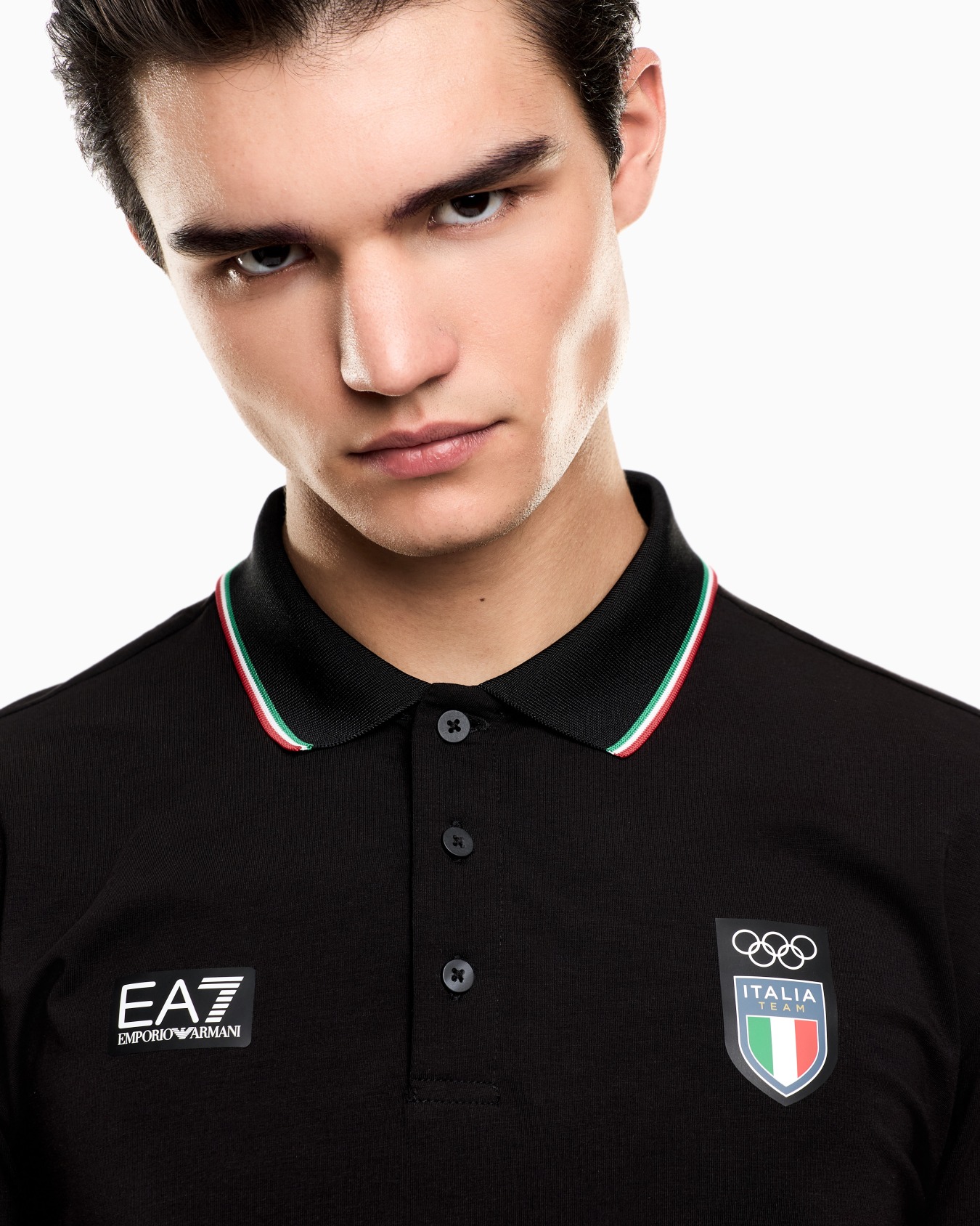 long-sleeved polo shirt in stretch jersey Slide 4