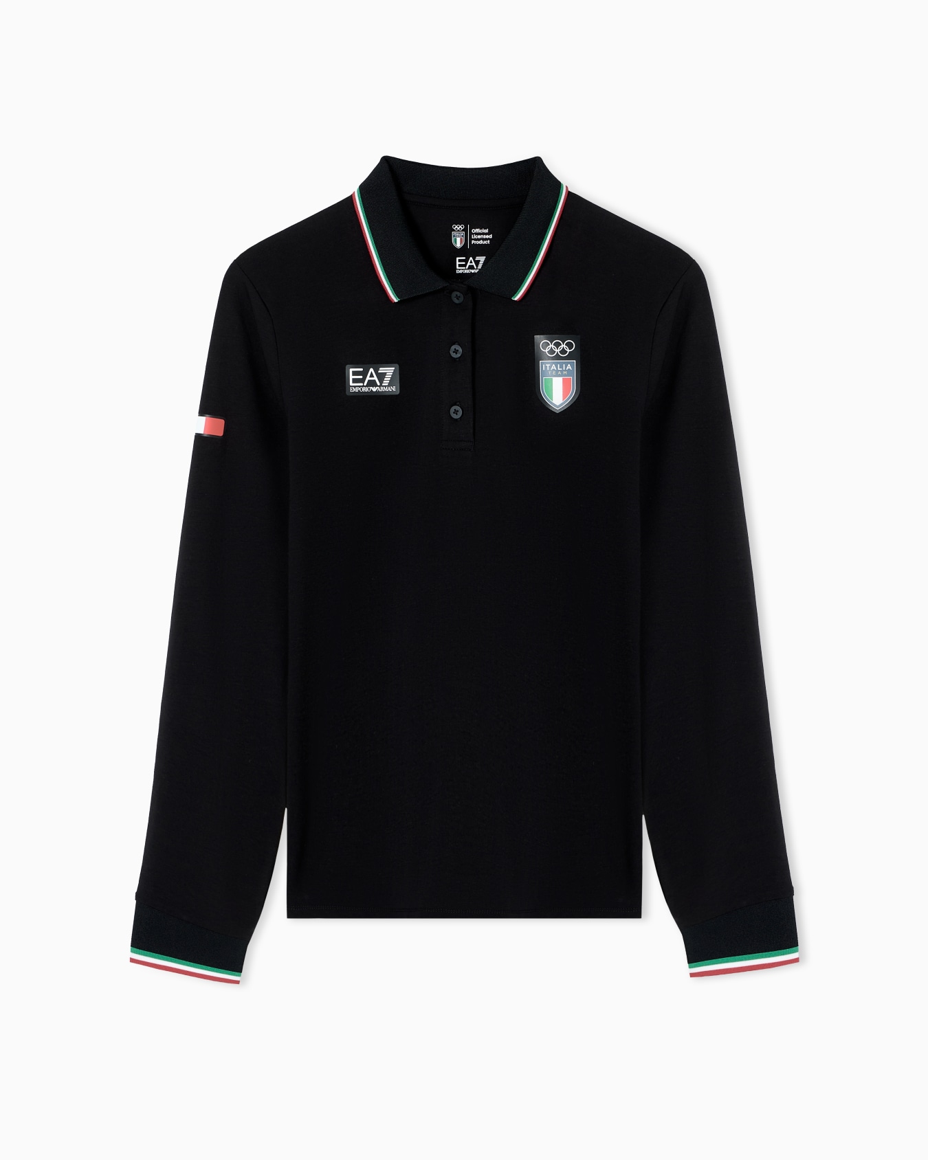 long-sleeved polo shirt in stretch jersey Slide 0