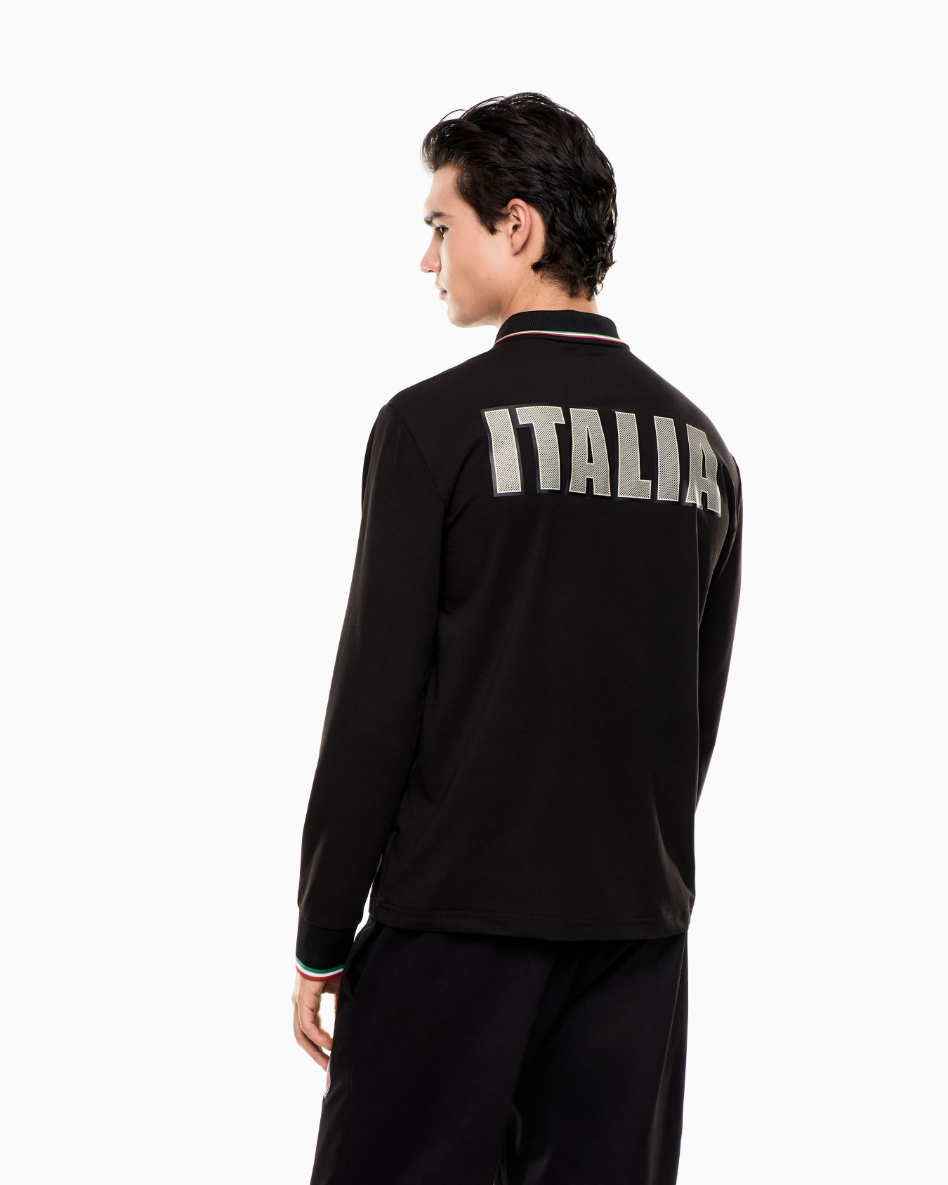 long-sleeved polo shirt in stretch jersey Slide 2