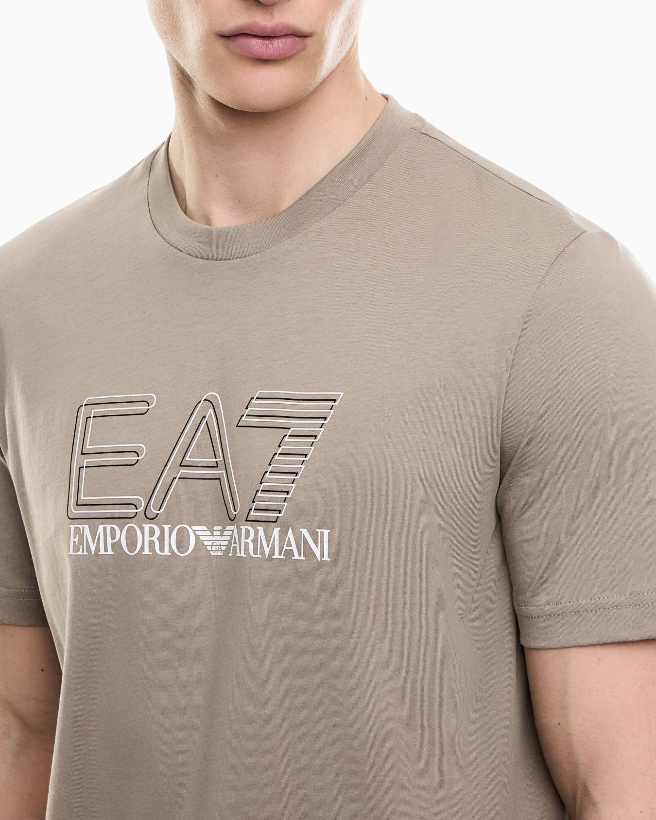 Cotton Jersey T-Shirt with EA7 Logo Slide 4