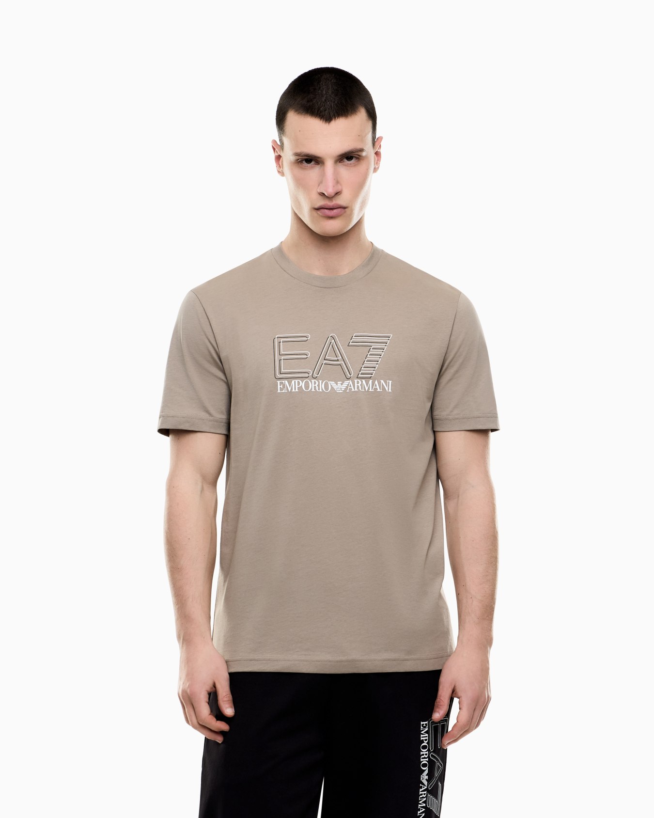 Cotton Jersey T-Shirt with EA7 Logo Slide 3