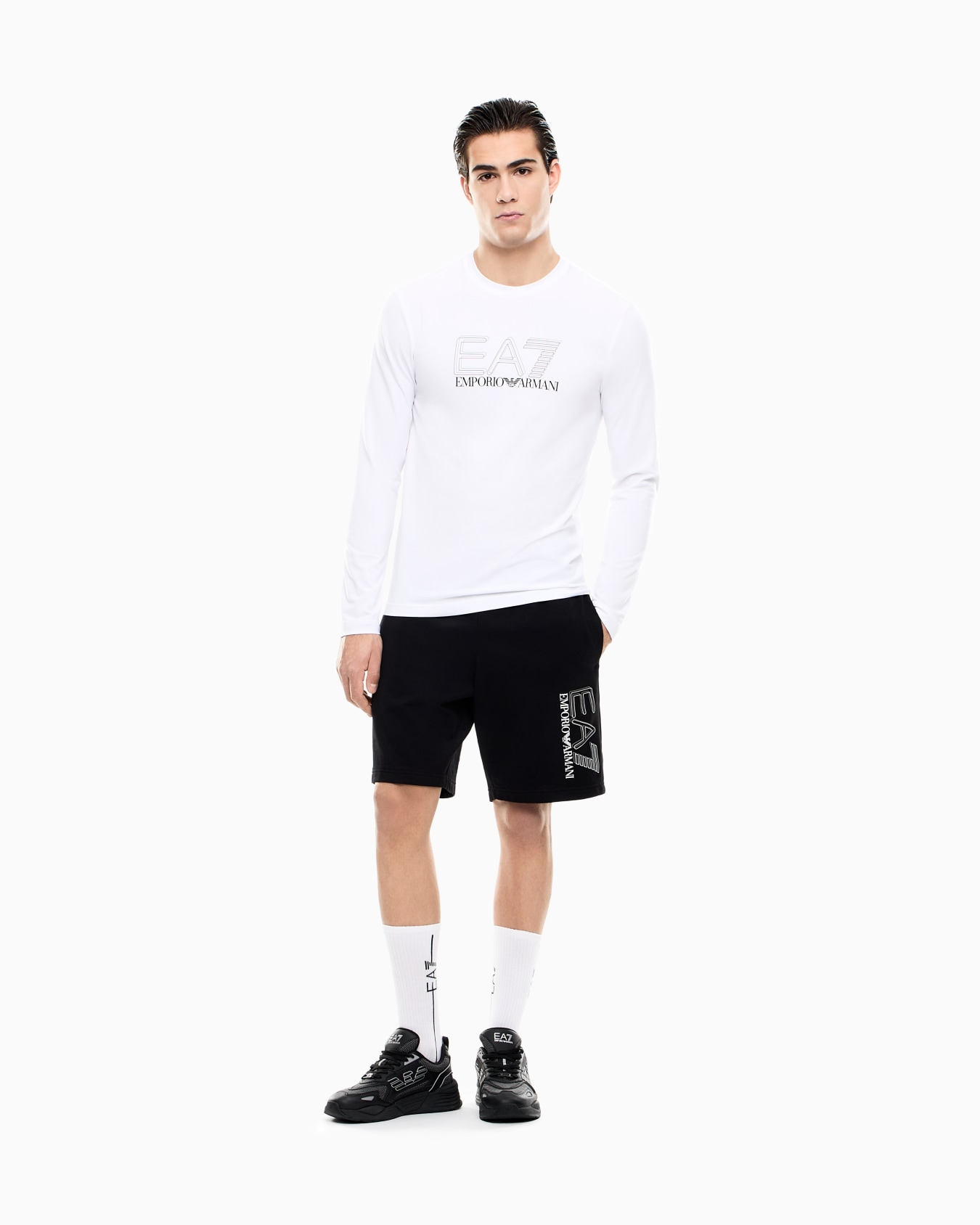 Visibility long-sleeved T-shirt in stretch cotton jersey Slide 1