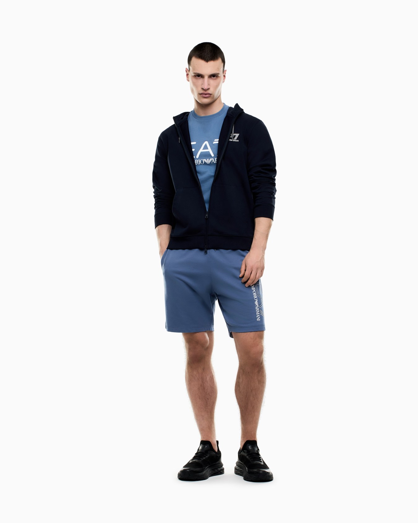Shorts in Jersey con Logo Laterale Slide 1