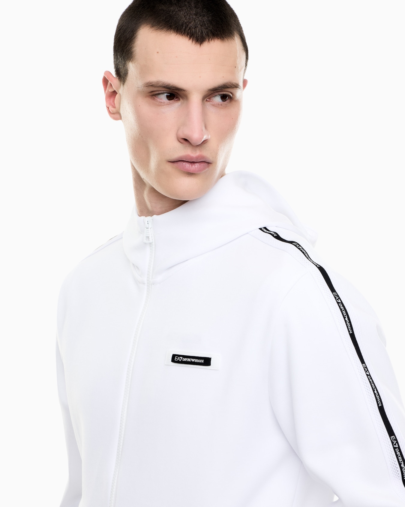 Sweat-shirt à capuche Logo Series en interlock de mélange de coton Diapositive 4