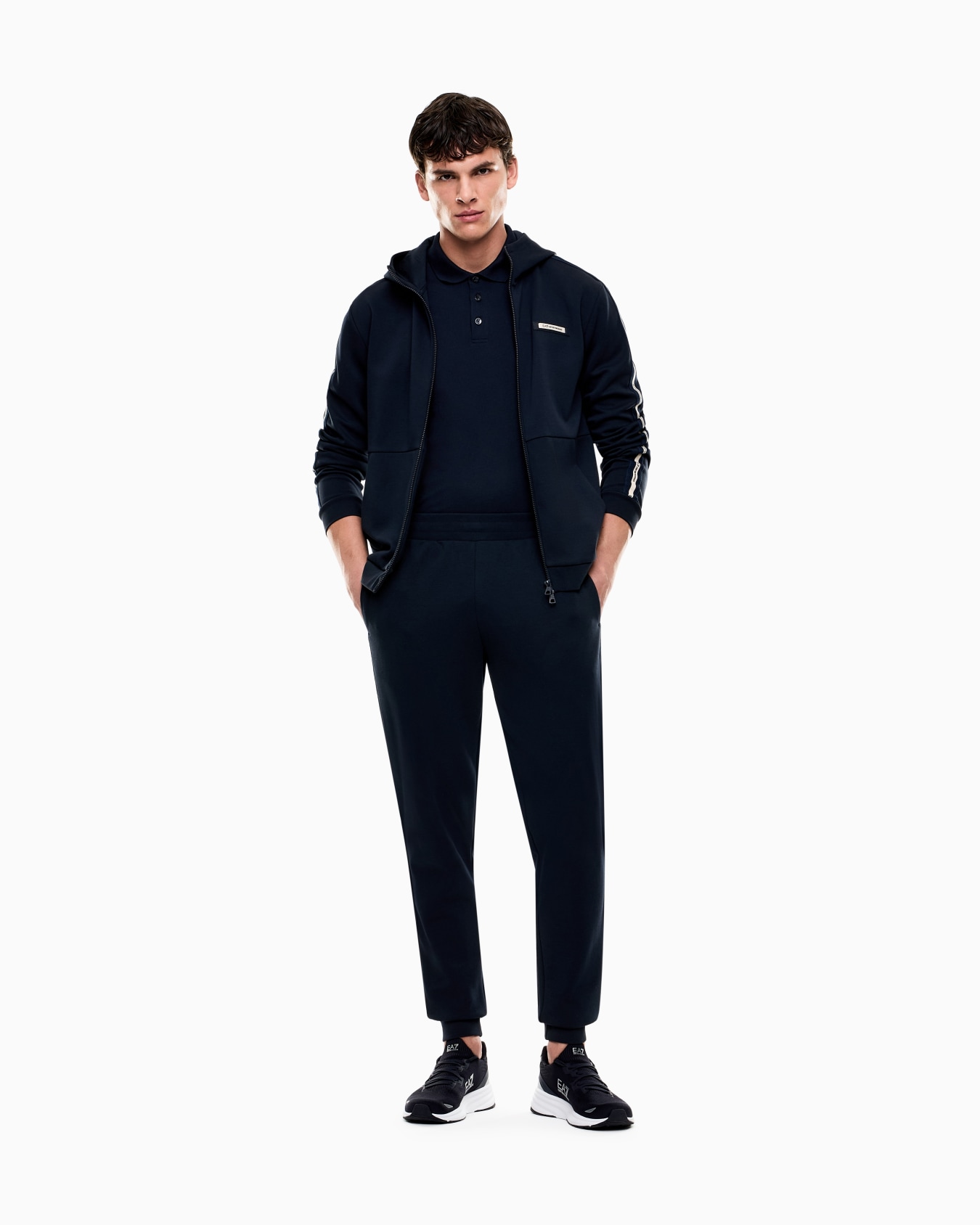 Logo Series cotton-blend interlock hooded sweatshirt Slide 2