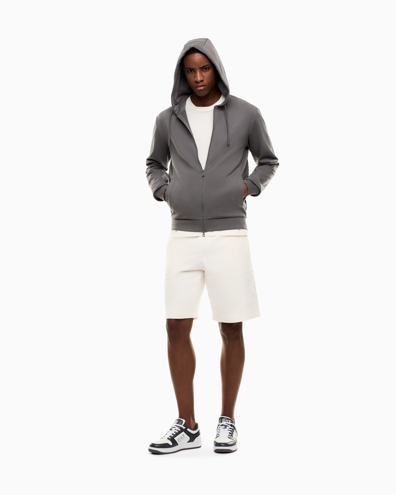 Logo Series フード付きジップアップスウェットシャツ コットン スライドする 1