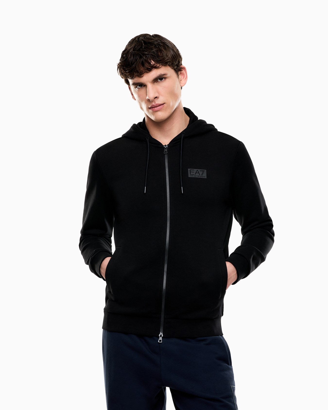 Logo Series cotton hooded, zip-up sweatshirt Slide 4