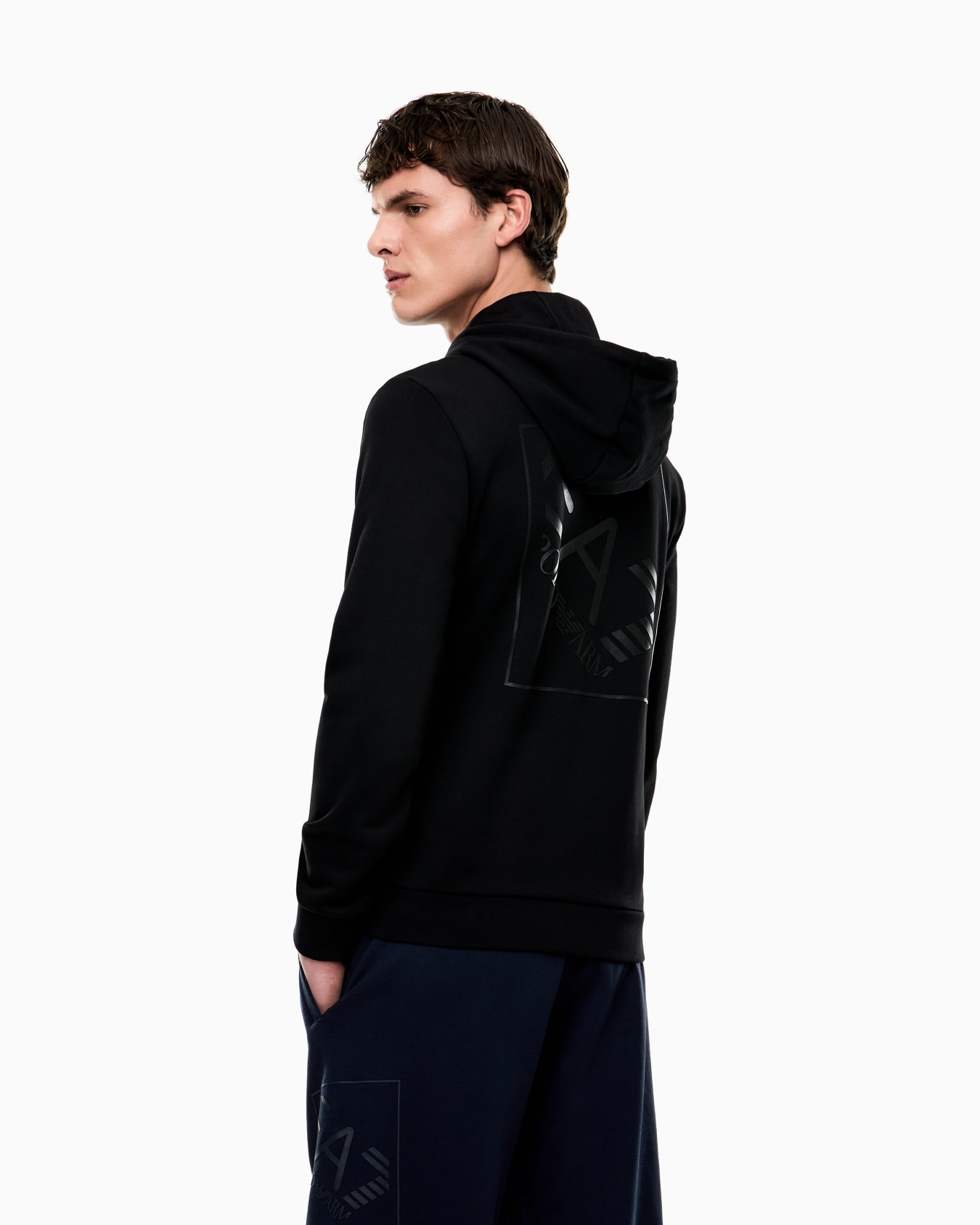 Logo Series cotton hooded, zip-up sweatshirt Slide 3