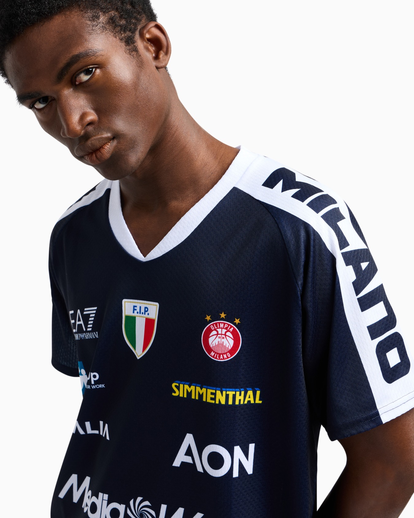 Olimpia Milano T-shirt riscaldamento replica Campionato 24/25 Slide 4