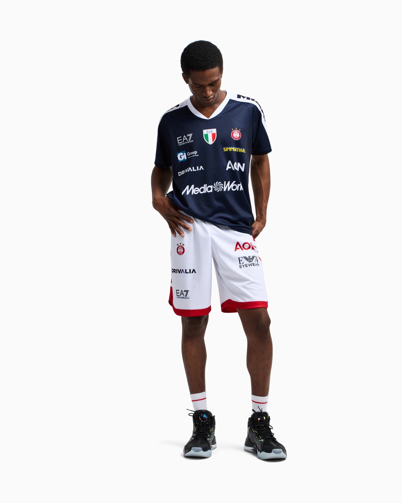 Olimpia Milano T-shirt riscaldamento replica Campionato 24/25 Slide 2