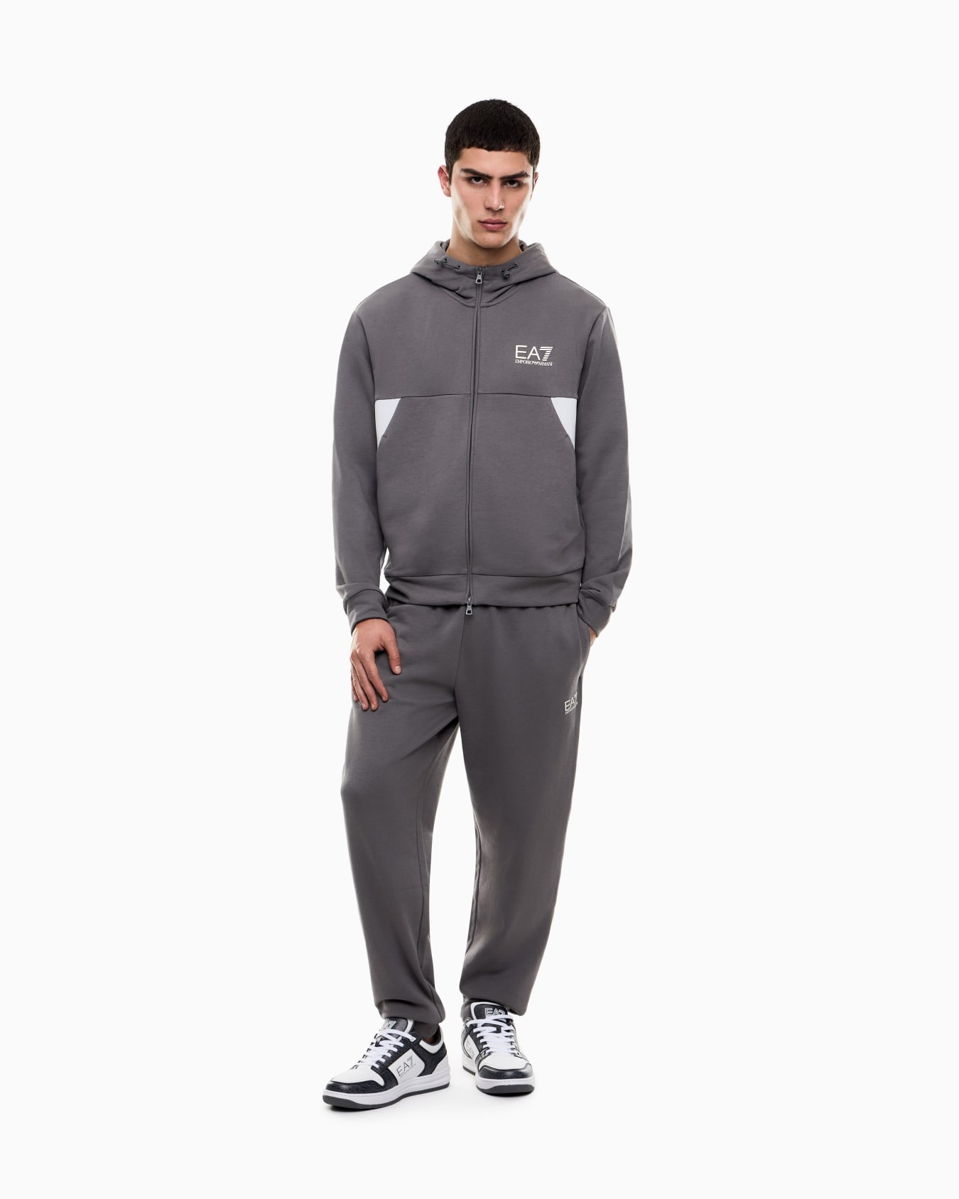 Summer Block pure cotton tracksuit with hood Slide 1