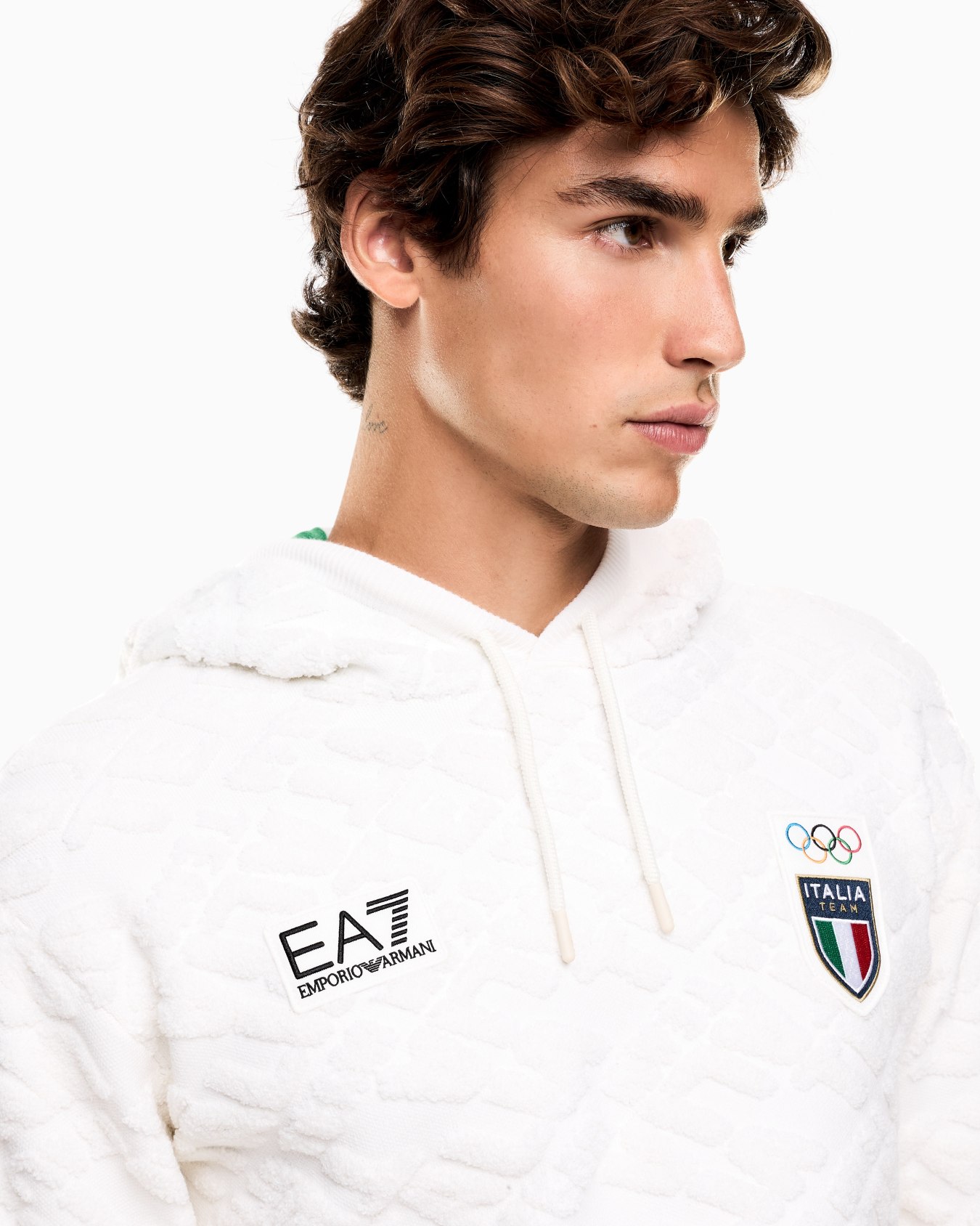 Italia Team Milano Cortina 2026 Felpa con cappuccio e stampa "ITALIA TEAM" embossed all over Slide 4